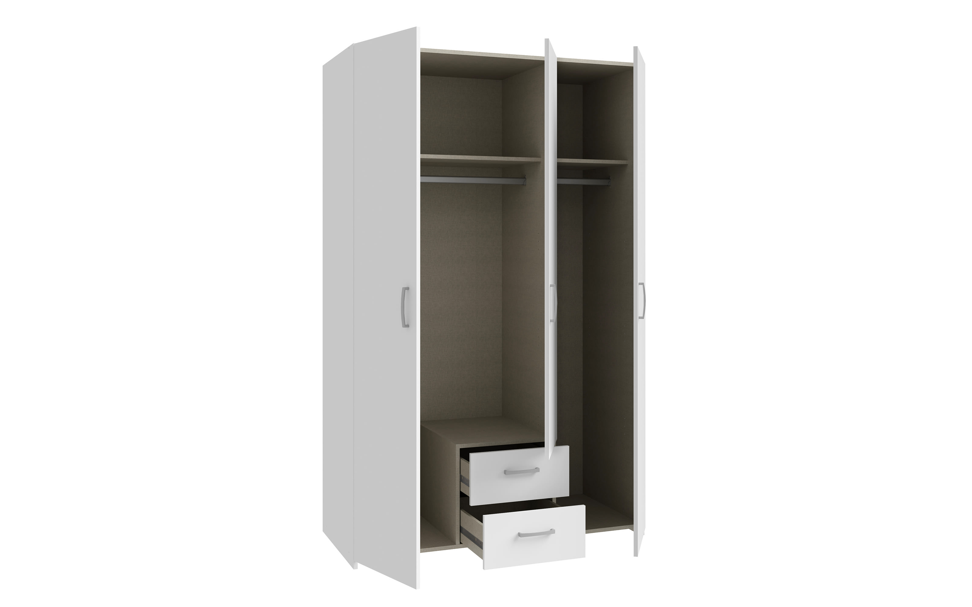 Kleiderschrank Econobox, weiß, 119,4 x 190,5 cm