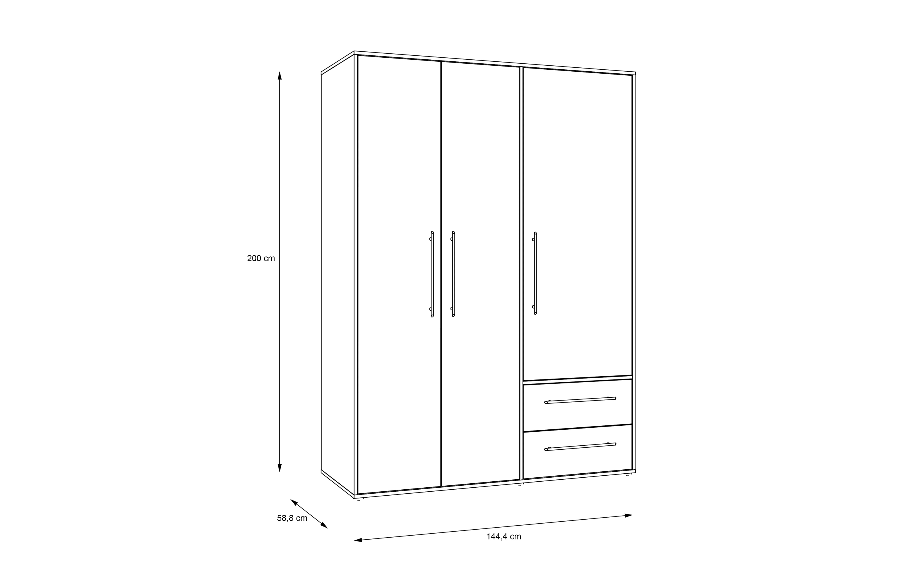 Kleiderschrank Mokkaris, weiß, 144,4 x 200,1 cm