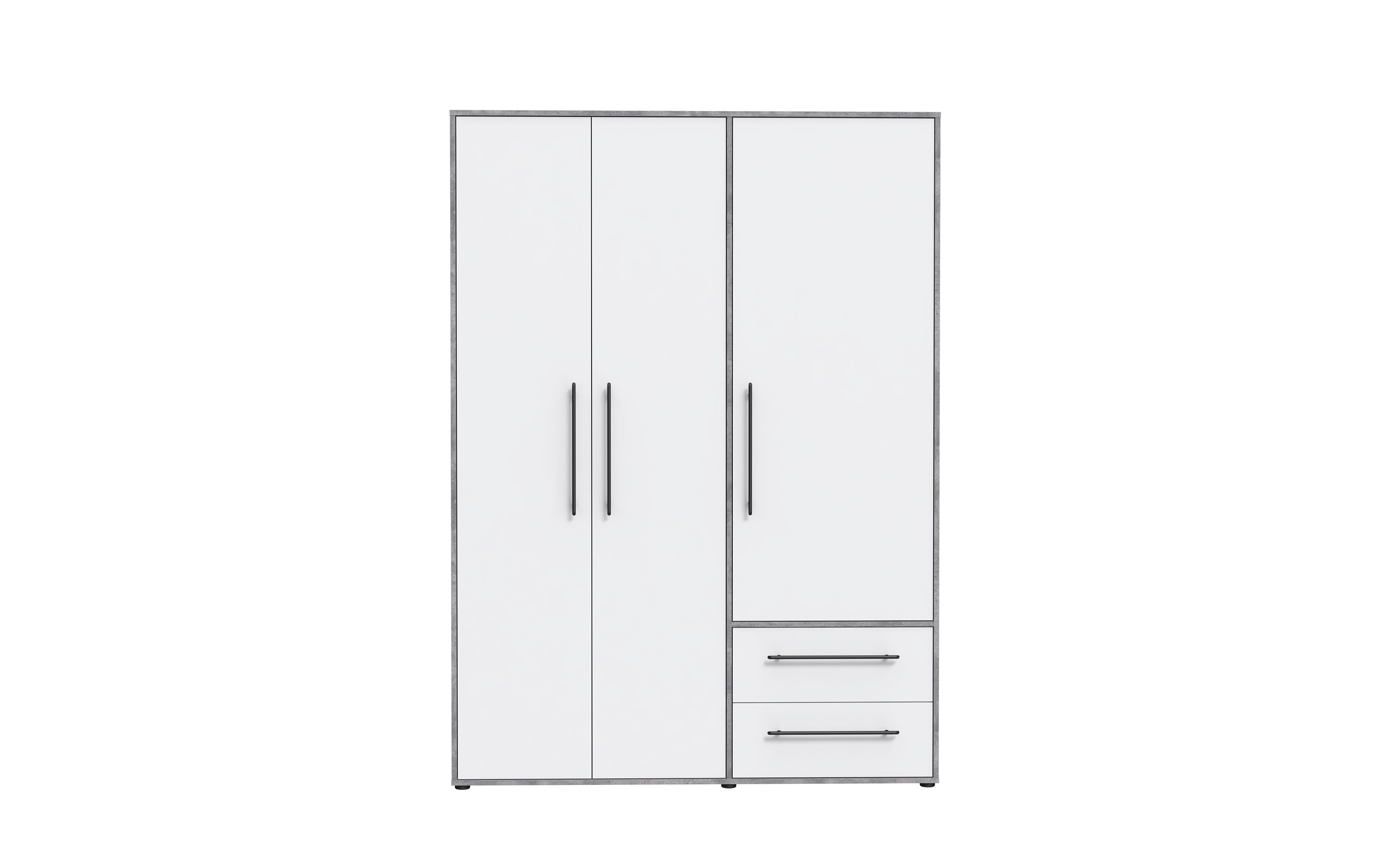 Kleiderschrank Mokkaris, weiß/grau, 144,4 x 200,1 cm