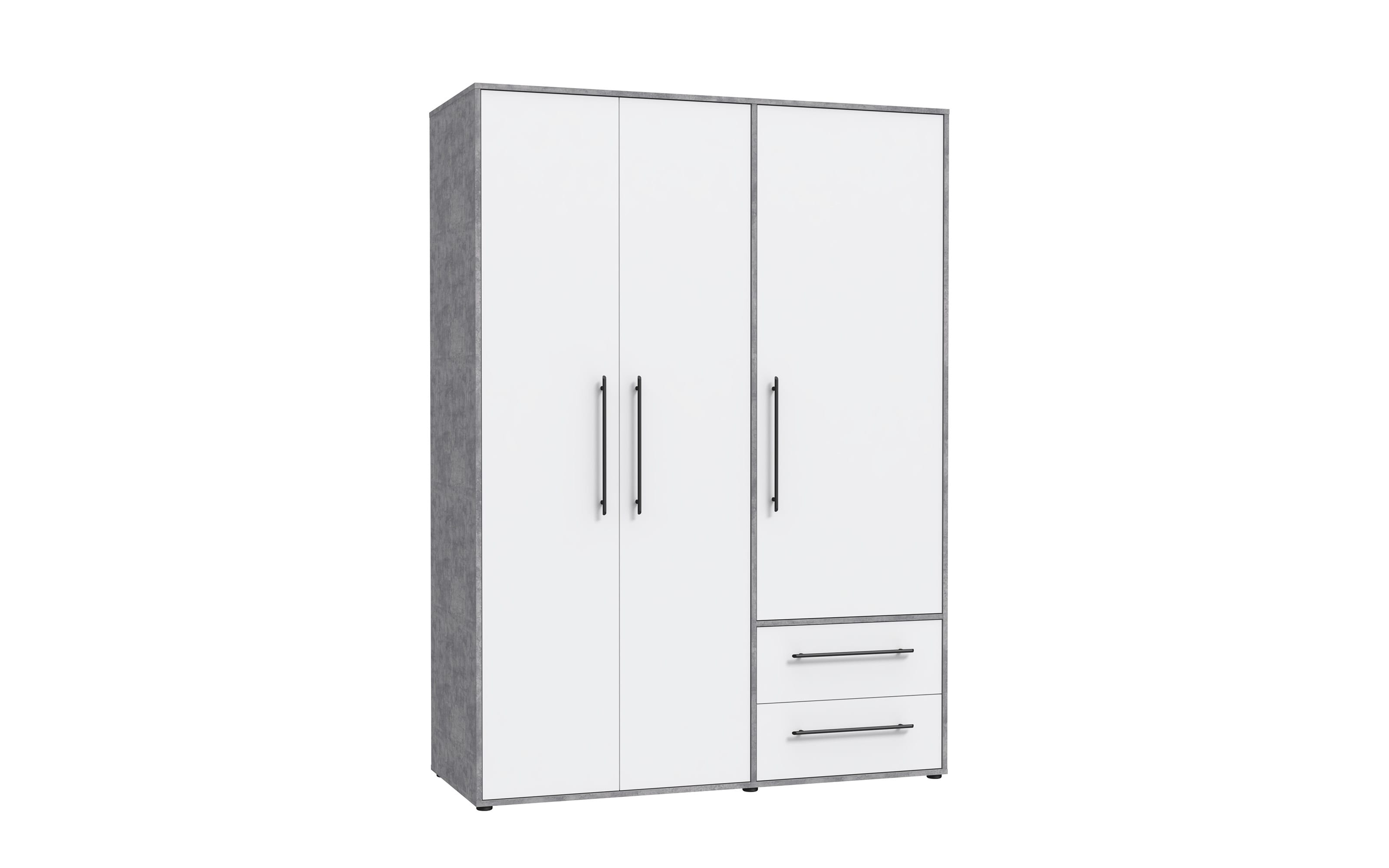Kleiderschrank Mokkaris, weiß/grau, 144,4 x 200,1 cm