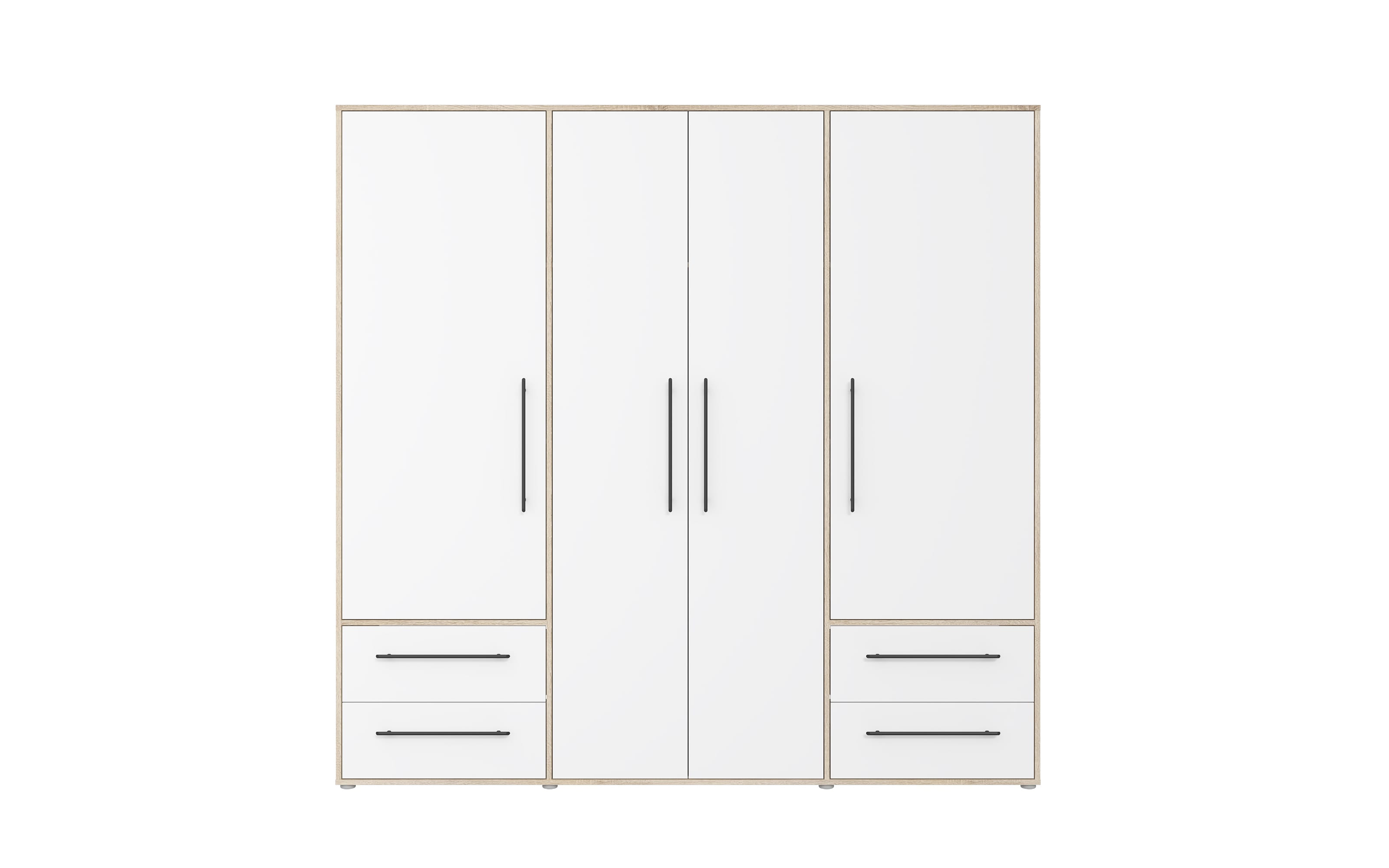Kleiderschrank Mokkaris, Sonoma Eiche-Nachbildung/weiß, 205,9 x 200,1 cm