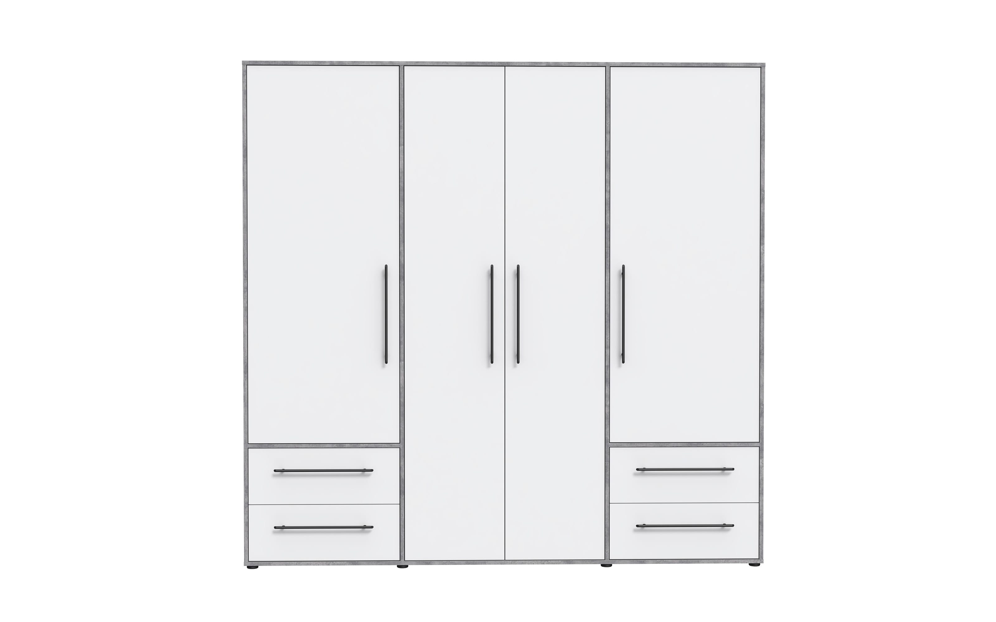 Kleiderschrank Mokkaris, weiß/grau, 205,9 x 200,1 cm