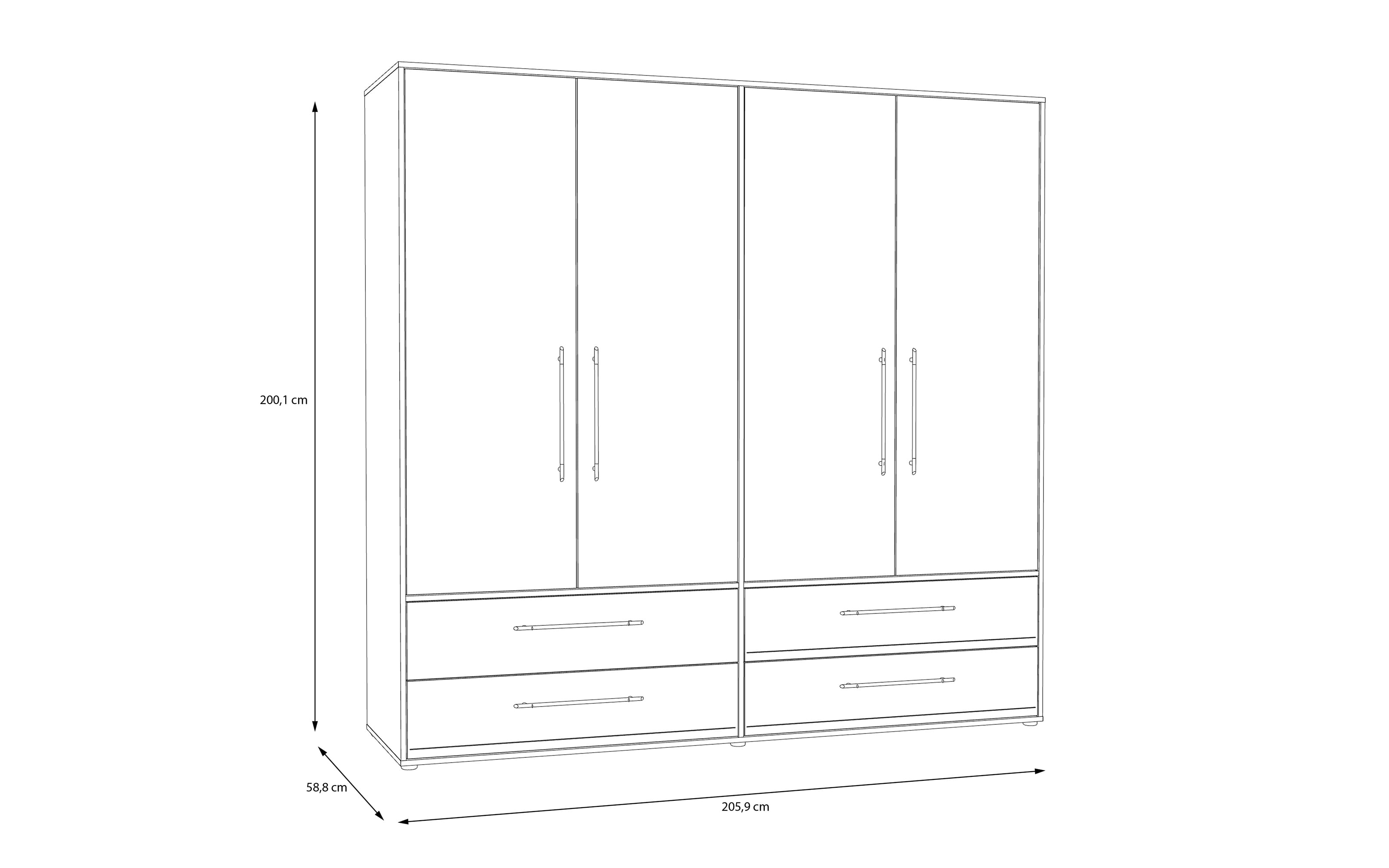 Kleiderschrank Mokkaris, Artisan Eiche-Nachbildung/Weiß, 205,9 x 200,1 cm