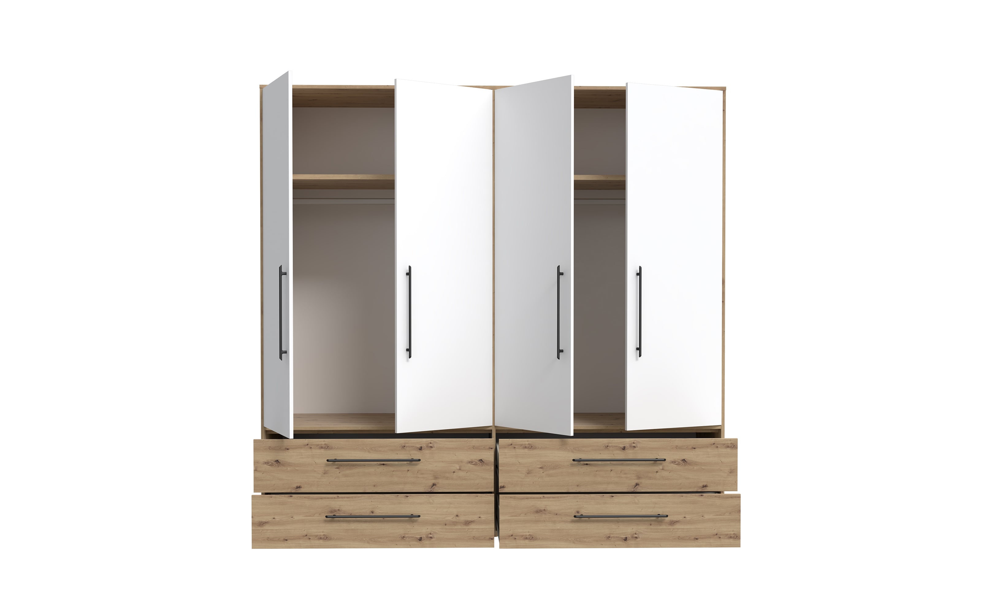Kleiderschrank Mokkaris, Artisan Eiche-Nachbildung/Weiß, 205,9 x 200,1 cm