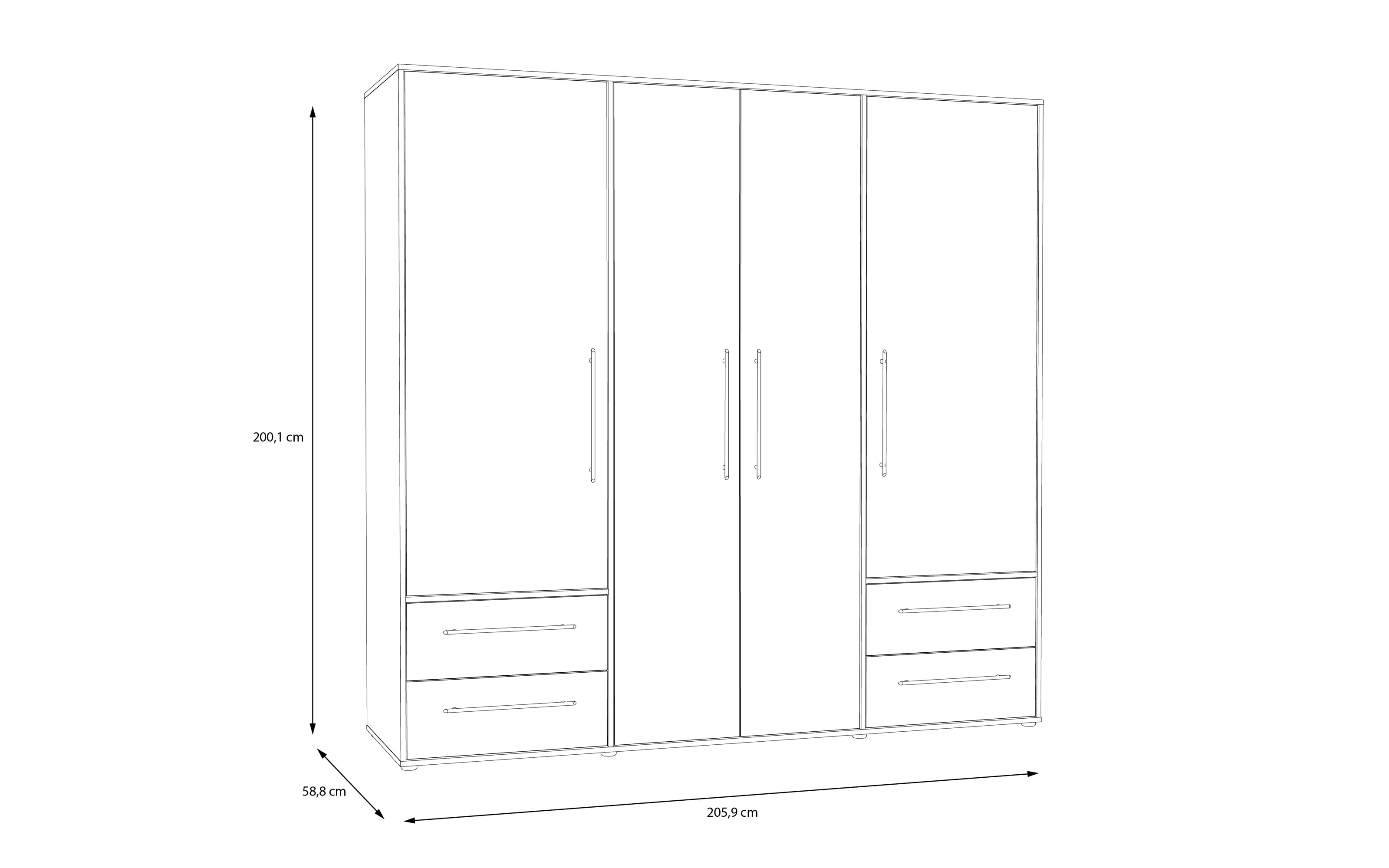 Kleiderschrank Mokkaris, Artisan Eiche-Nachbildung, 205,9 x 200,1 cm