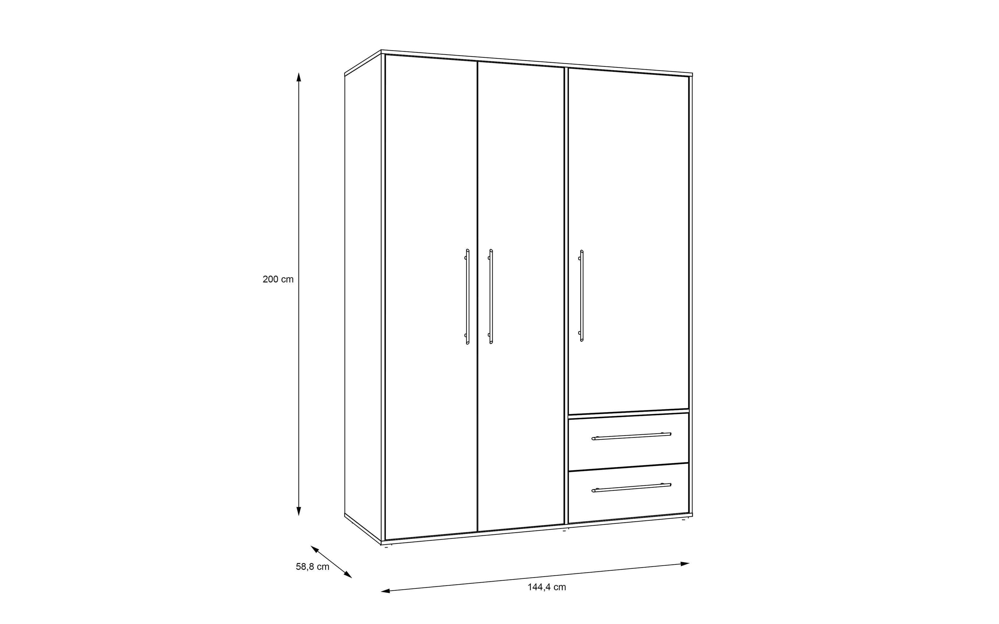 Kleiderschrank Mokkaris, Sonoma Eiche-Nachbildung/weiß, 144,4 x 200,1 cm
