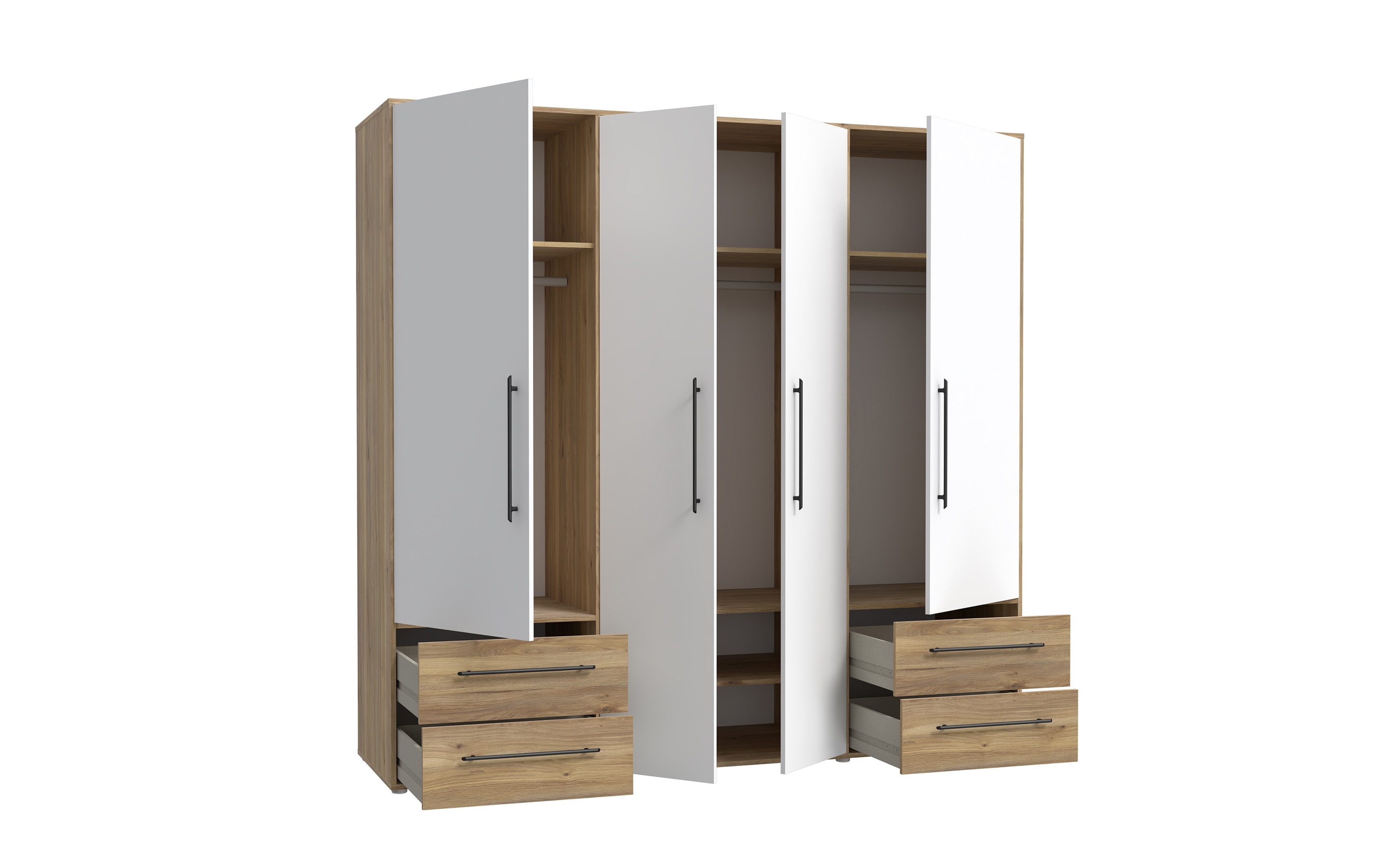 Kleiderschrank Mokkaris, Mauvella Eiche-Nachbildung/weiß, 205,9 x 200,1 cm