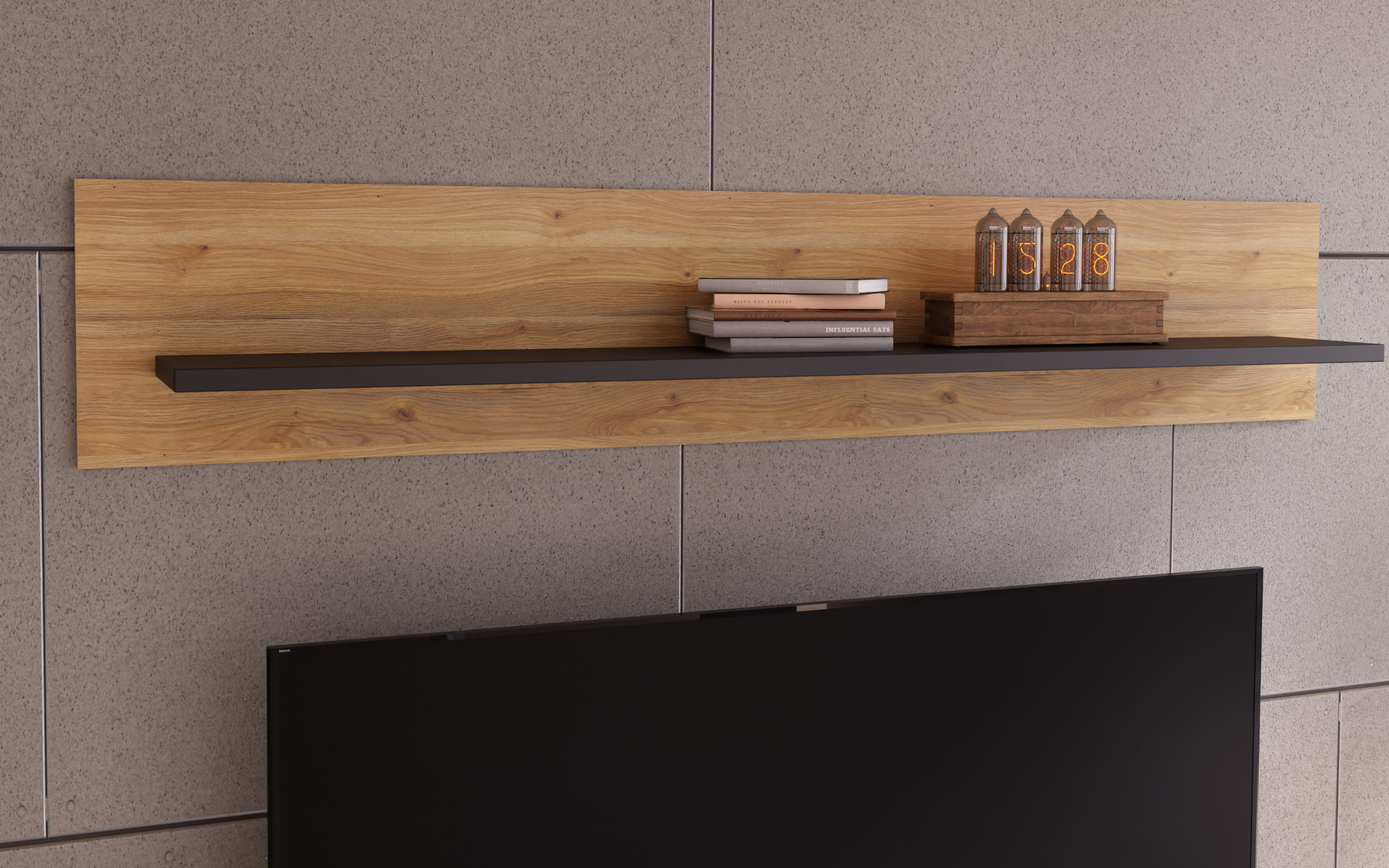 Wandregal JYTANA, Mauvelle Eiche Nachbildung/schwarz