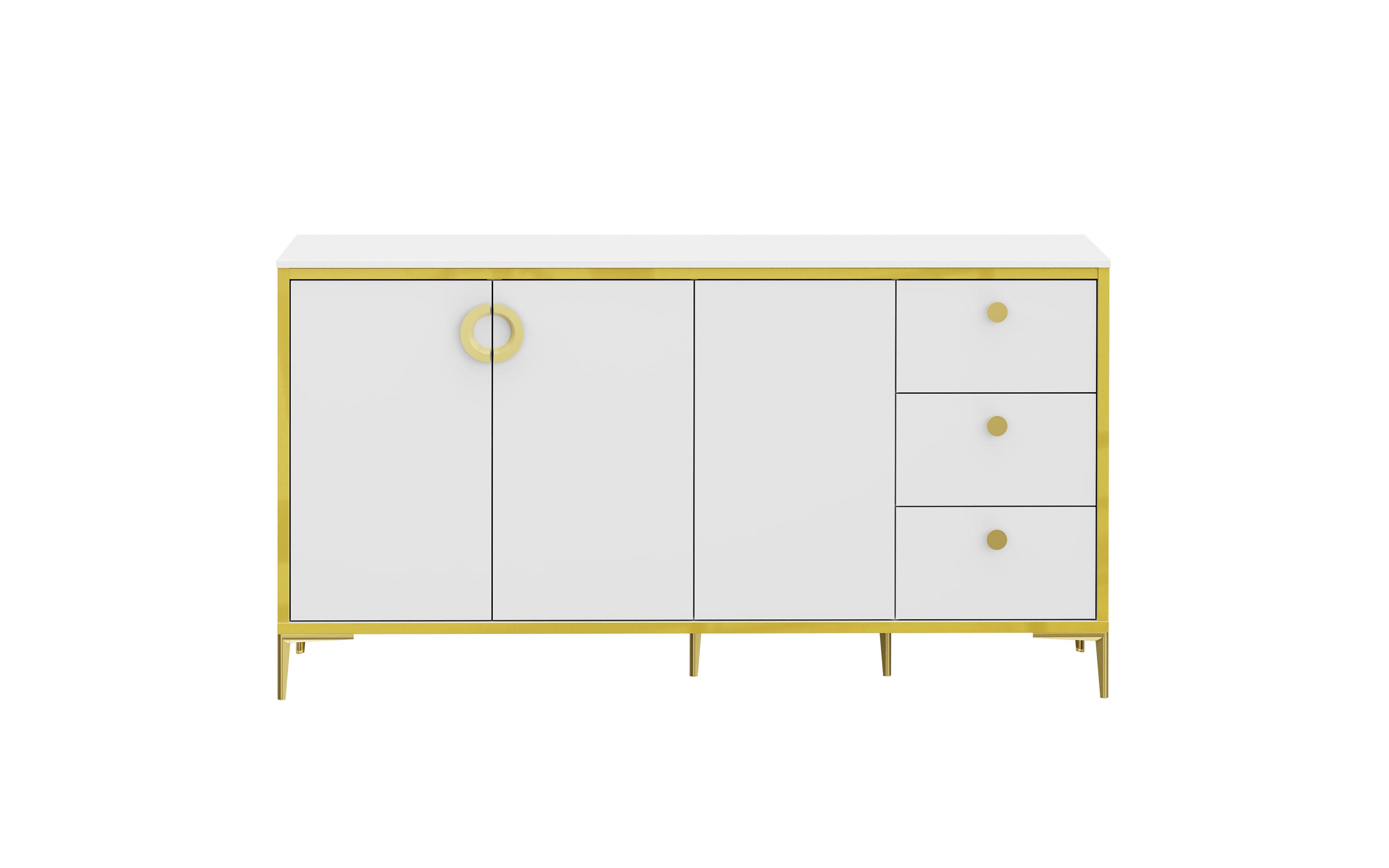 Kommode Golden 2, weiß/goldfarbig, 163,9 cm