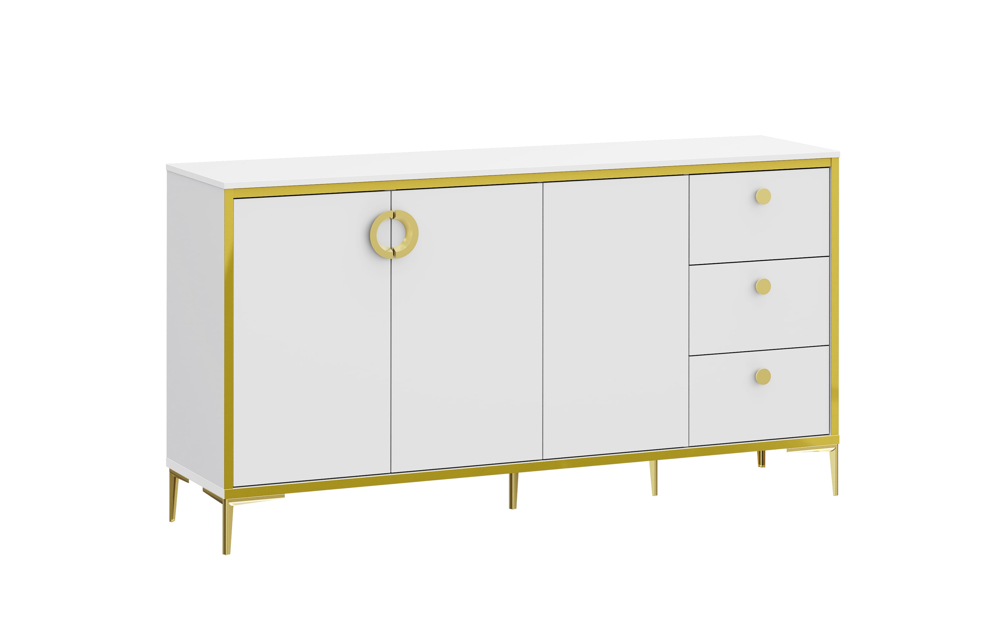 Kommode Golden 2, weiß/goldfarbig, 163,9 cm