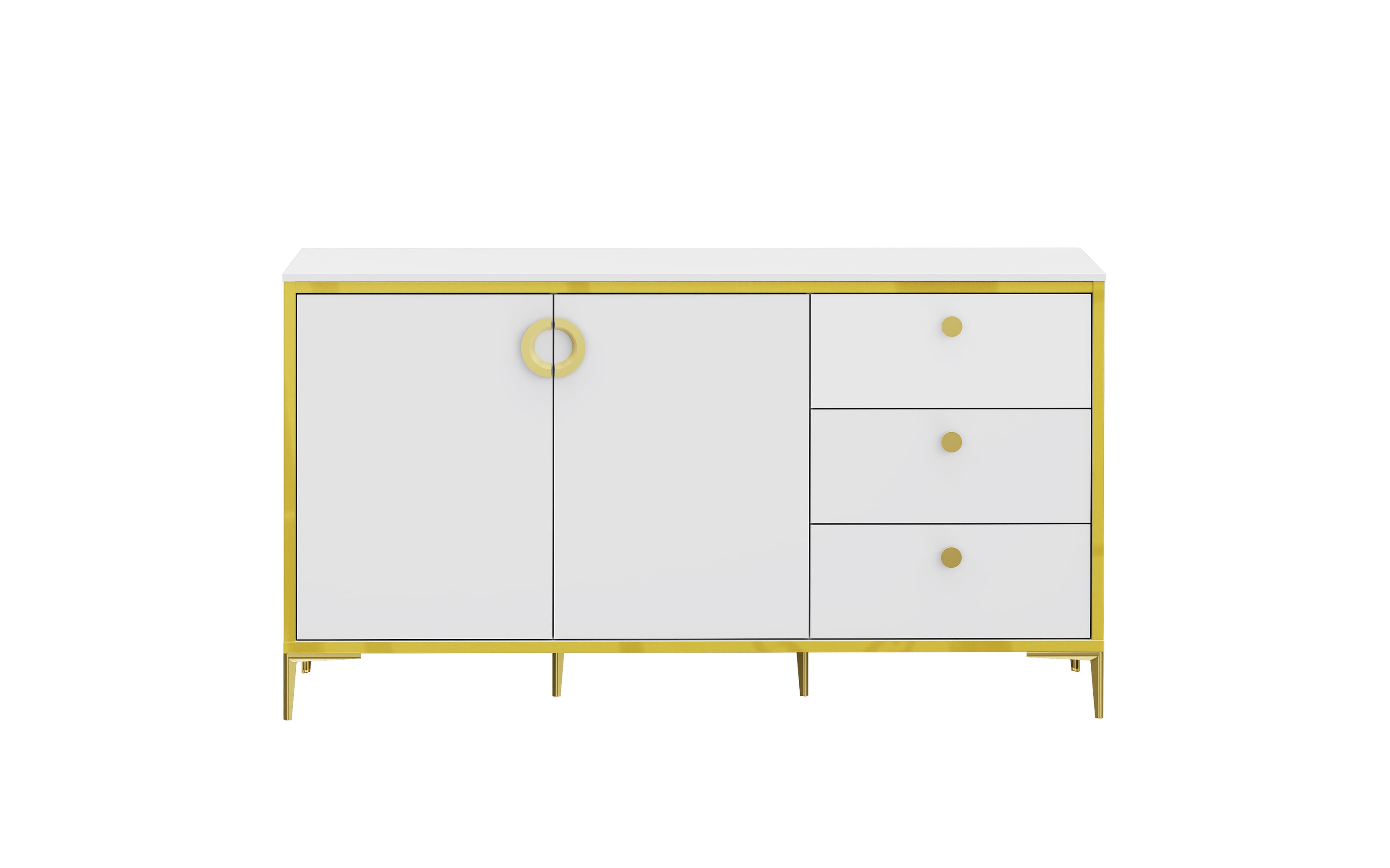 Kommode Golden 2, weiß/goldfarbig, 159,2 cm
