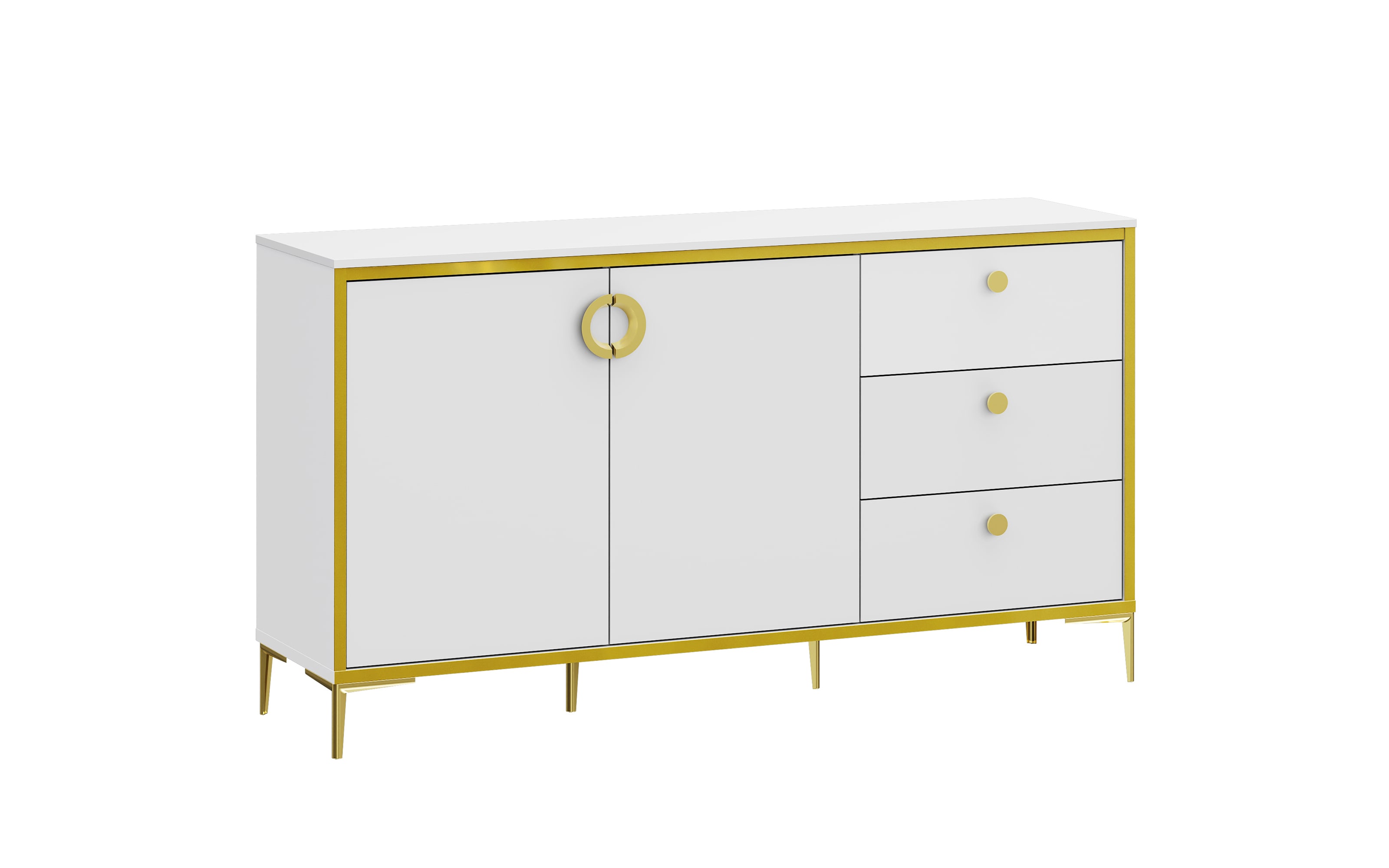 Kommode Golden 2, weiß/goldfarbig, 159,2 cm