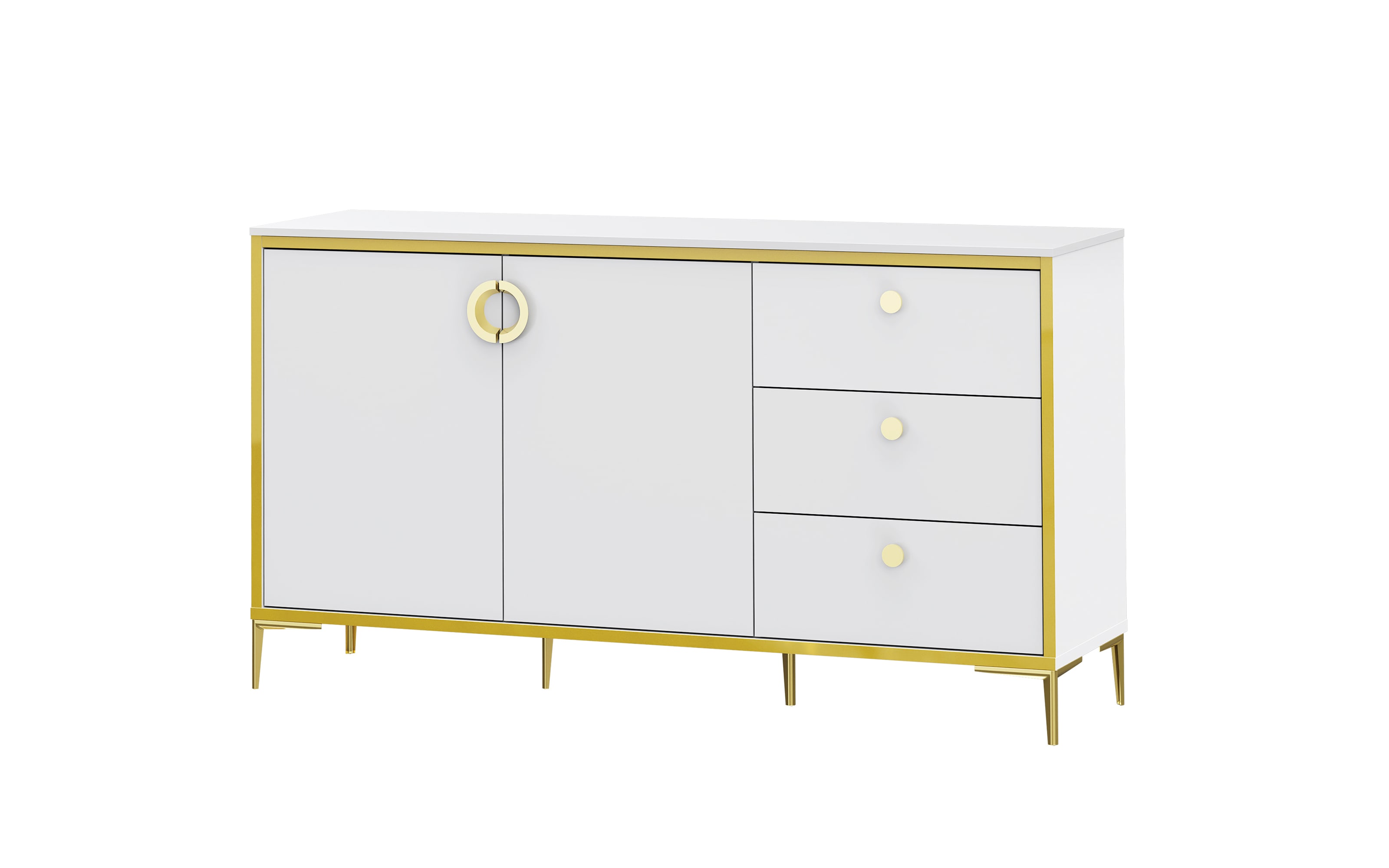 Kommode Golden 2, weiß/goldfarbig, 159,2 cm