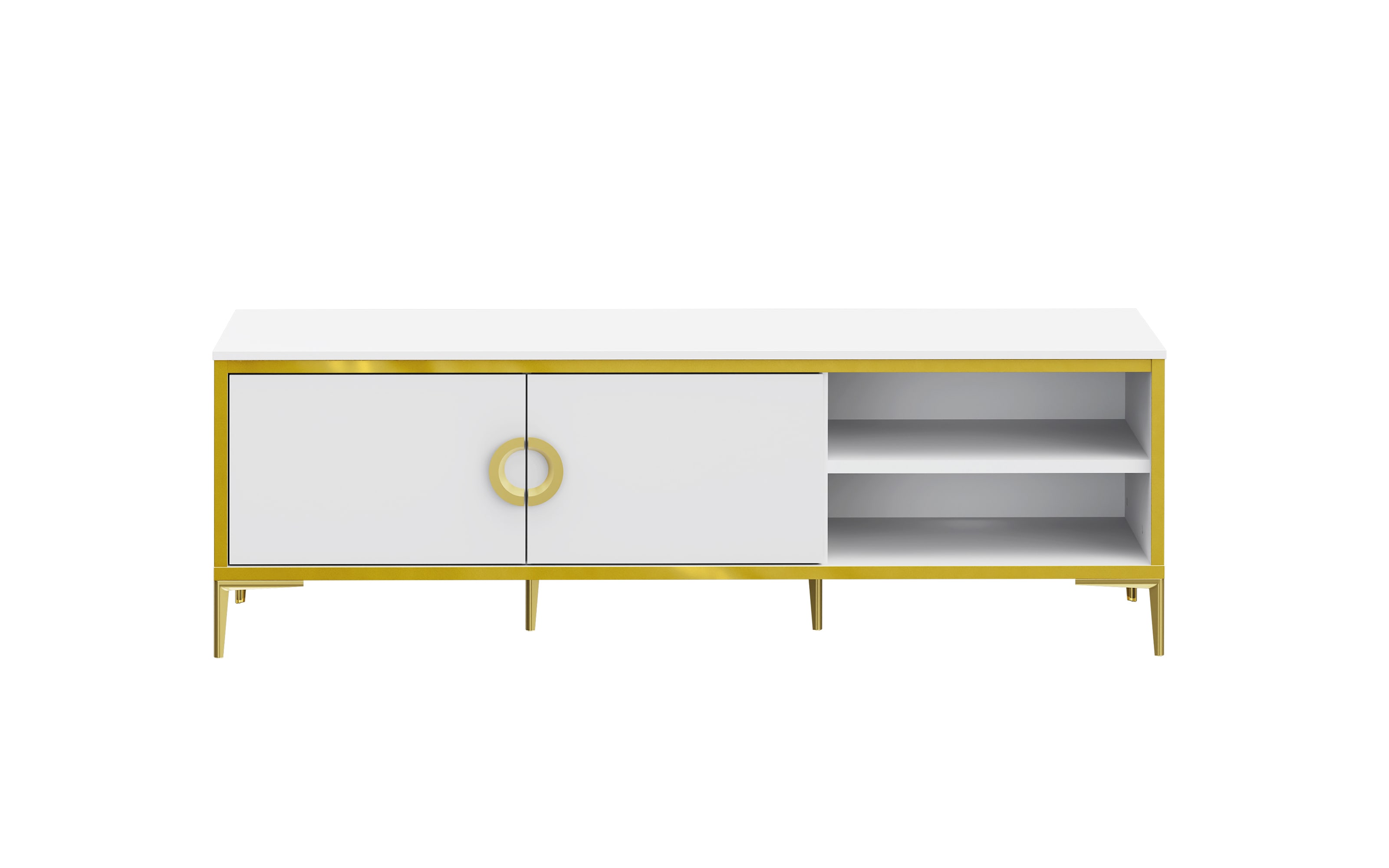 TV-Unterschrank Golden 2, weiß/goldfarbig