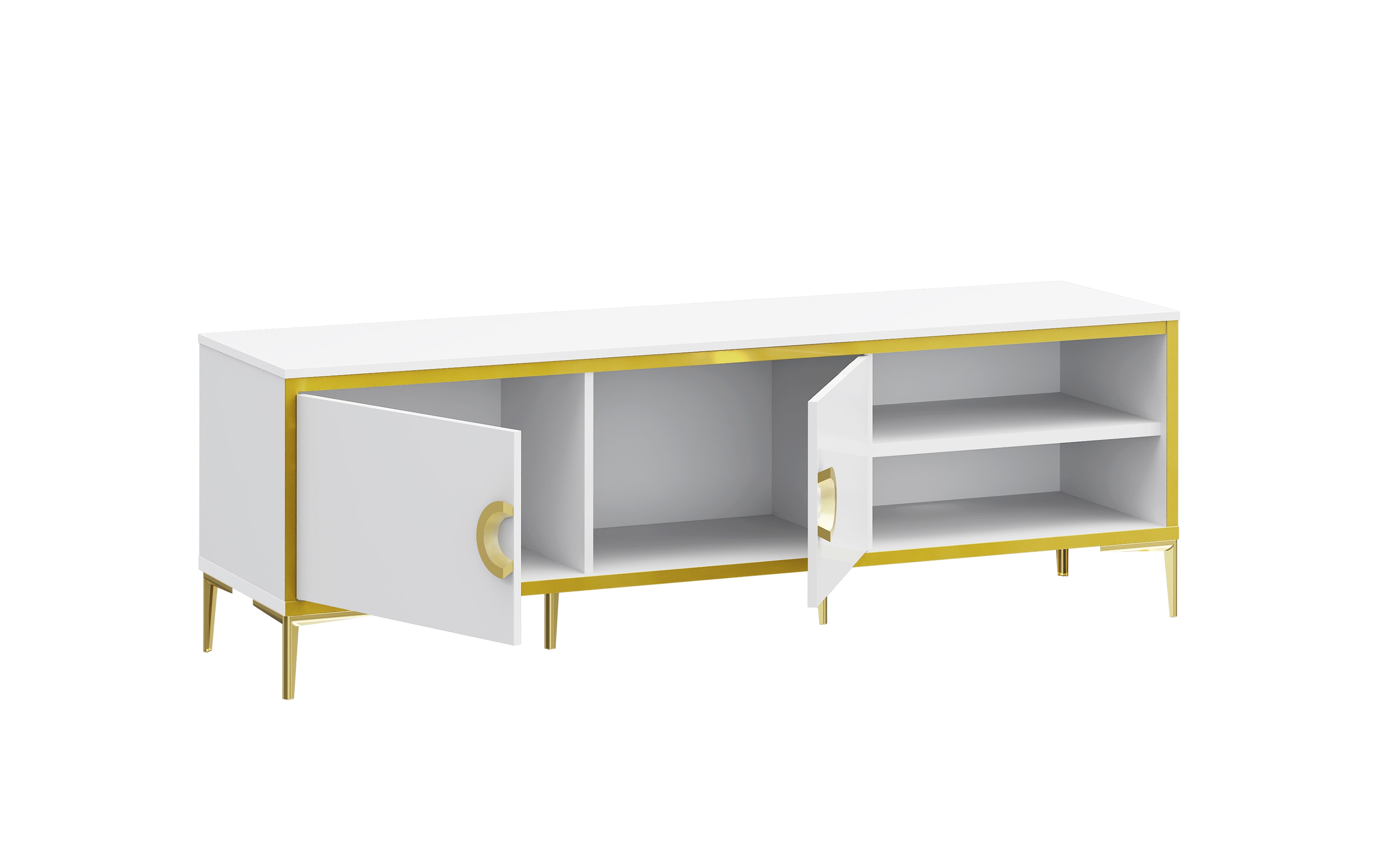 TV-Unterschrank Golden 2, weiß/goldfarbig