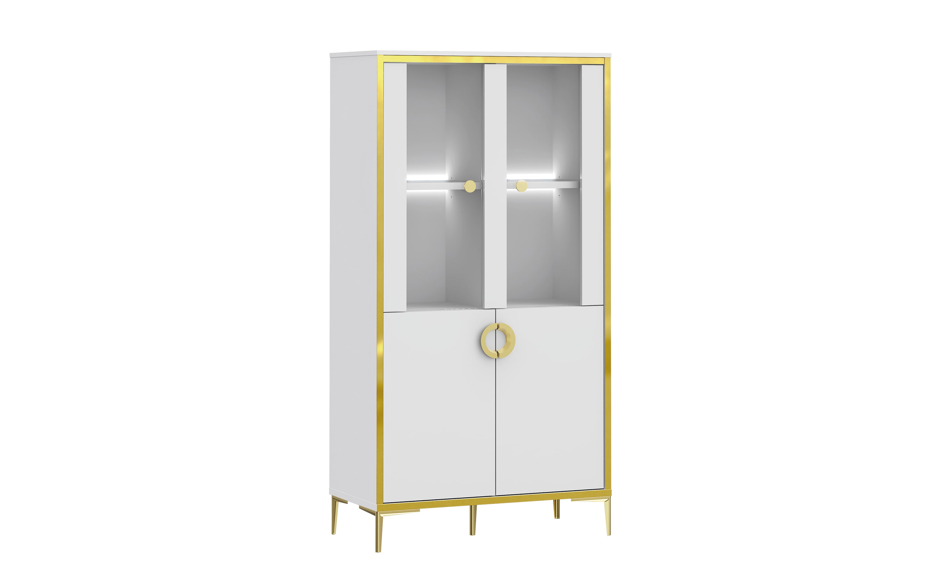 Glasvitrine Golden 2, weiß/goldfarbig, 84,5 cm