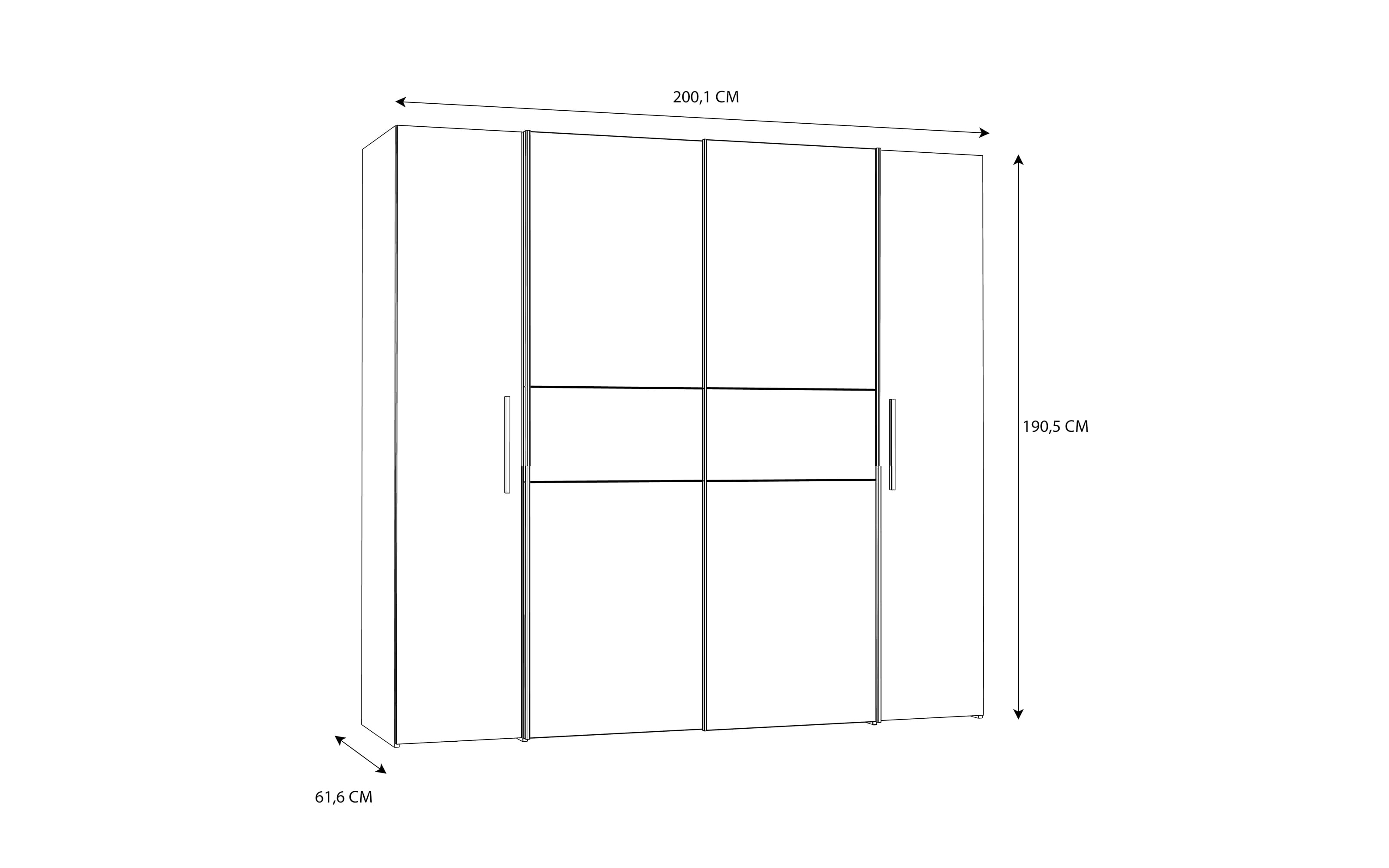 Kleiderschrank Kalixtus, Sandeiche-Nachbildung/weiß, 200 x 190,5 cm