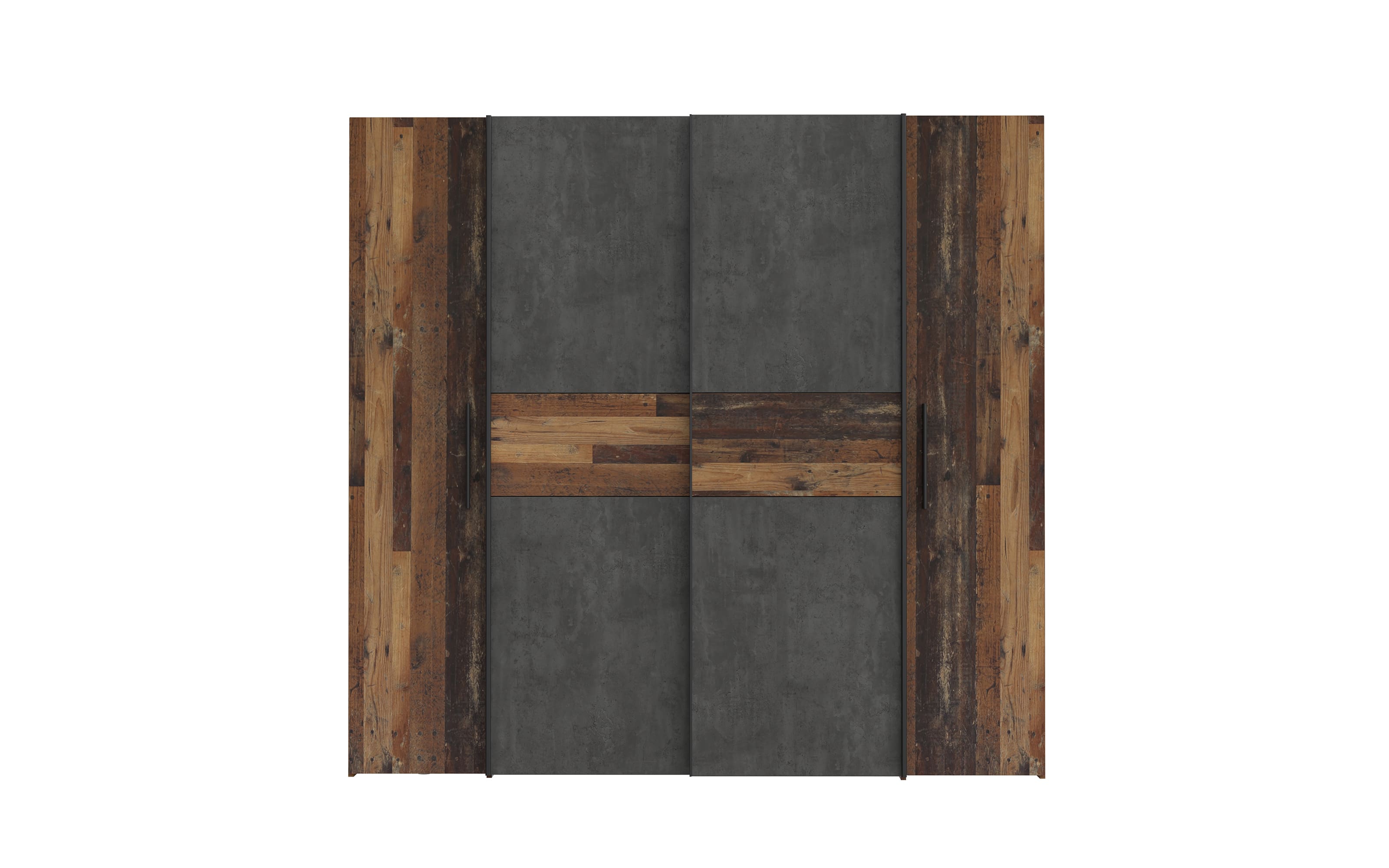 Kleiderschrank Kalixtus, Old Wood-Nachbildung/Beton-Nachbildung, 200 x 190,5 cm