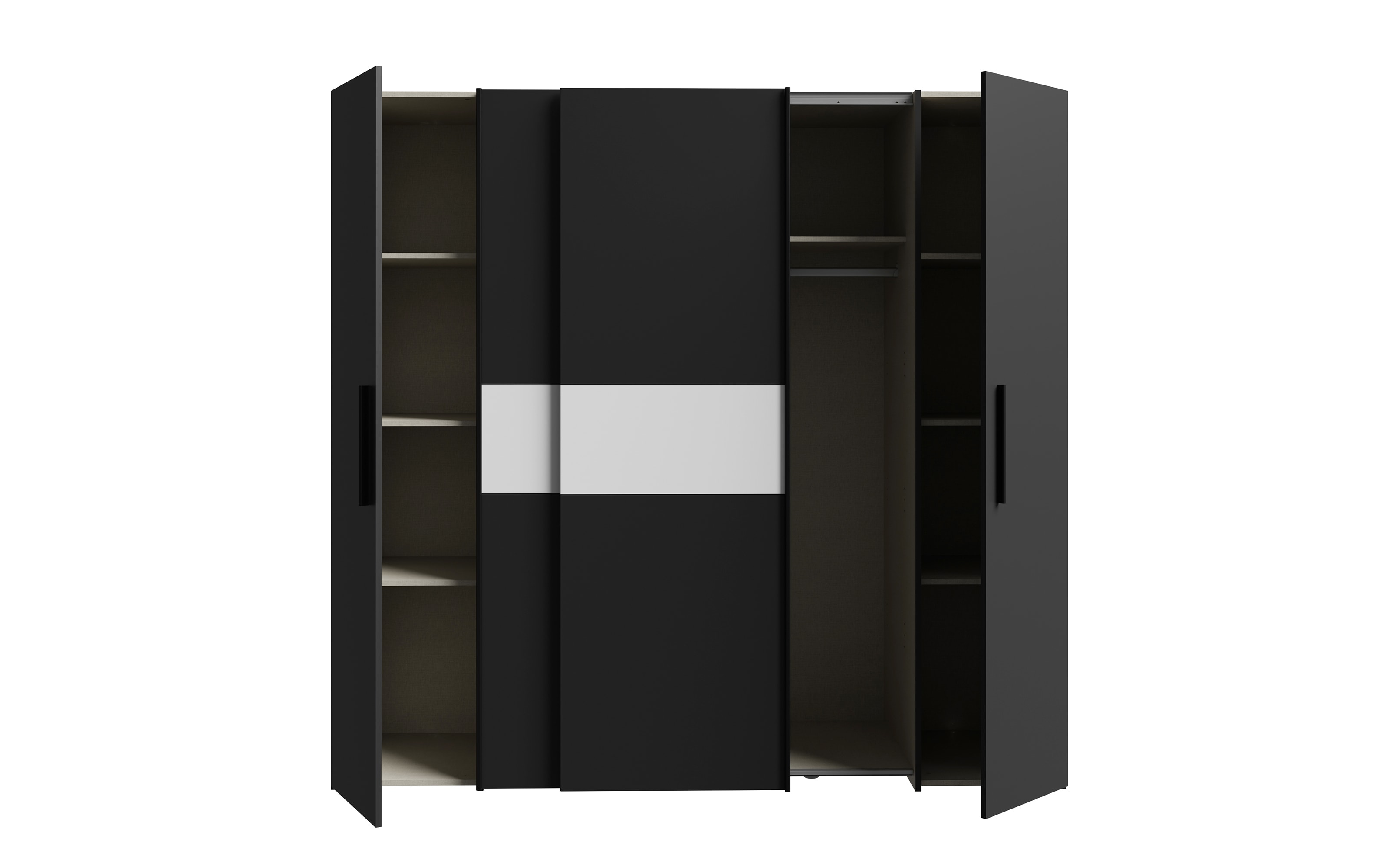Kleiderschrank Kalixtus, schwarz/weiß, 200 x 190,5 cm