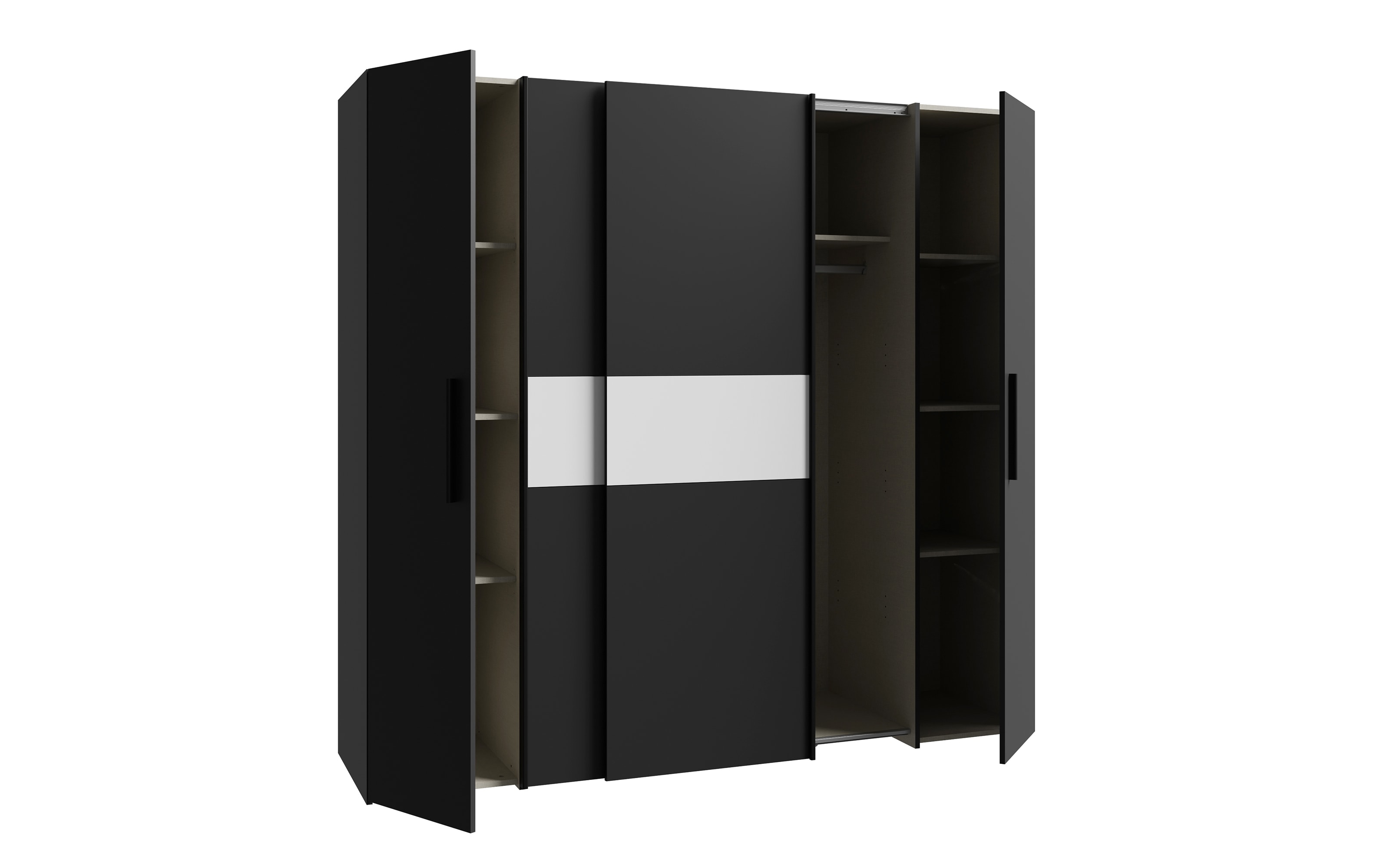 Kleiderschrank Kalixtus, schwarz/weiß, 200 x 190,5 cm
