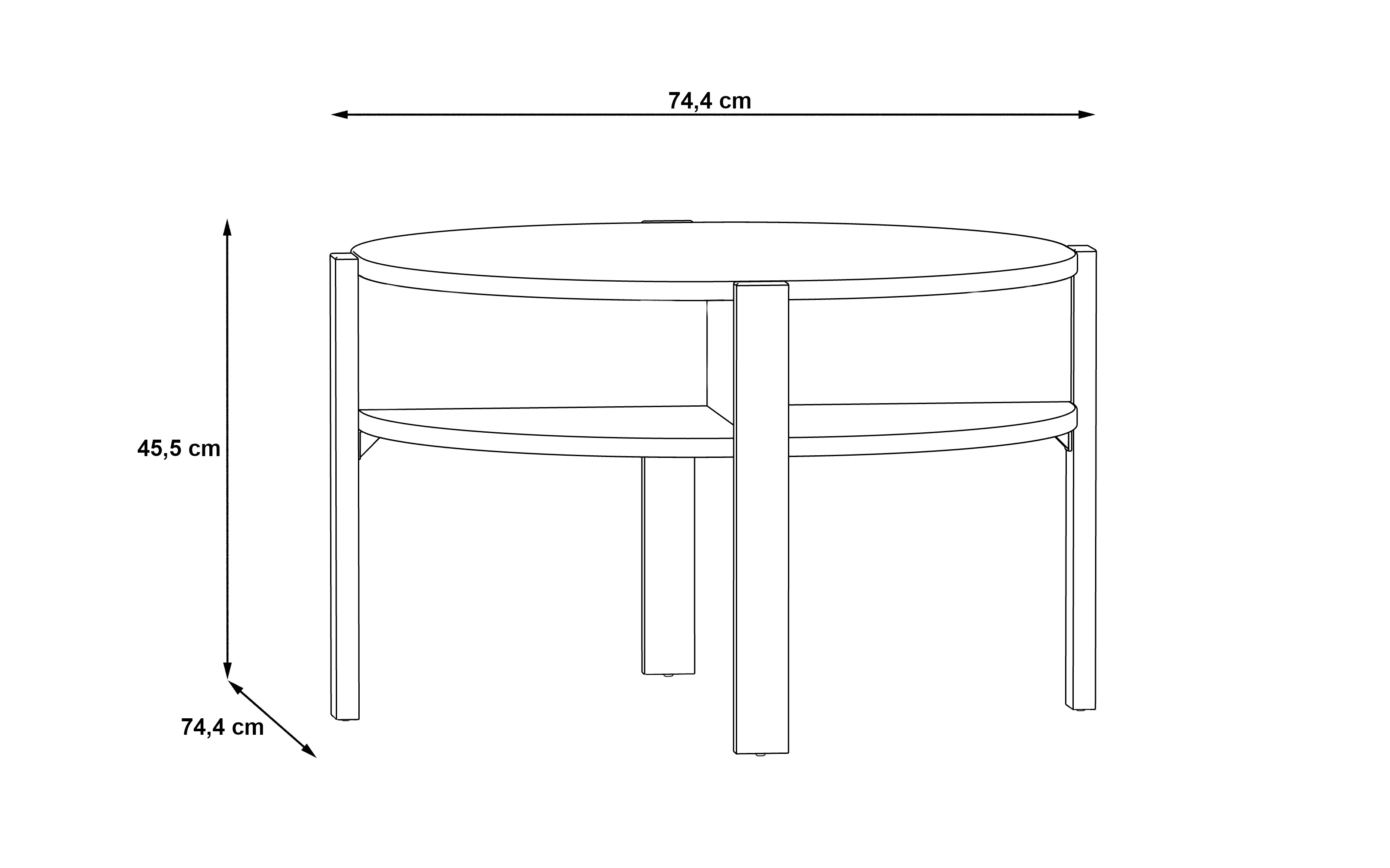 Couchtisch Tobago, Eiche Nachbildung