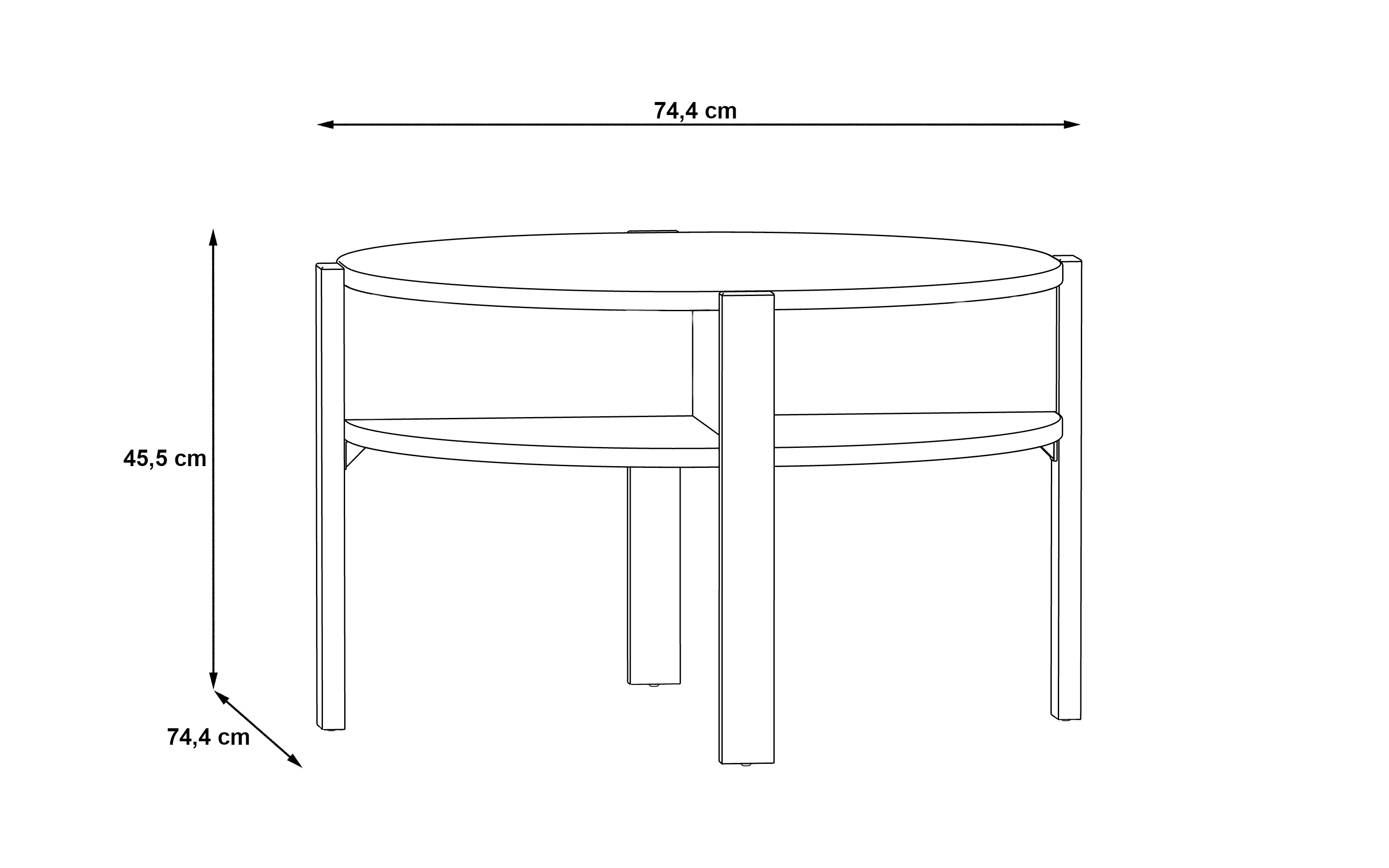 Couchtisch Tobago, Beton-Nachbildung/dunkelgrau