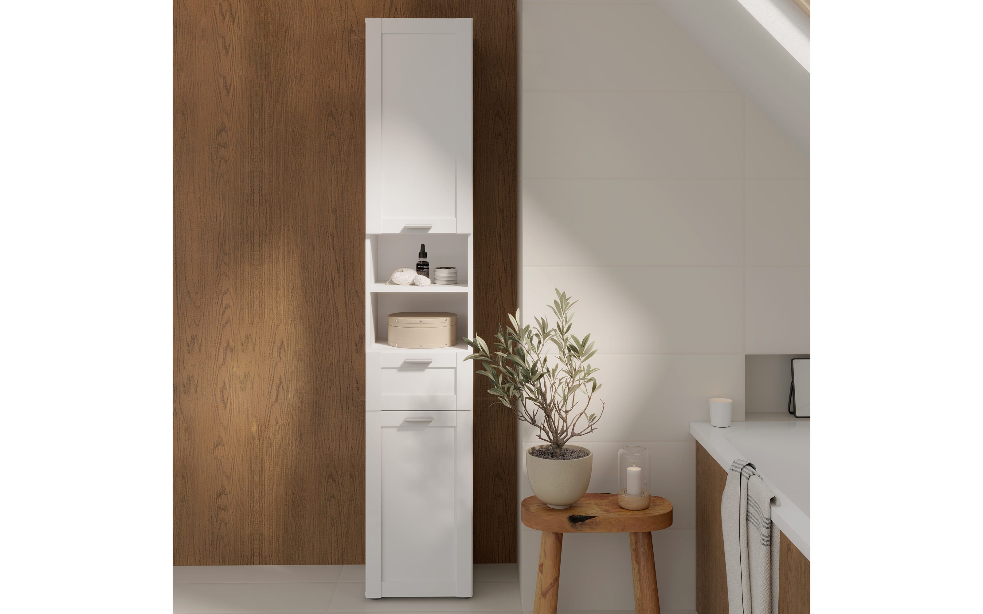 Seitenschrank Lokko, weiß, inkl. Schubkasten