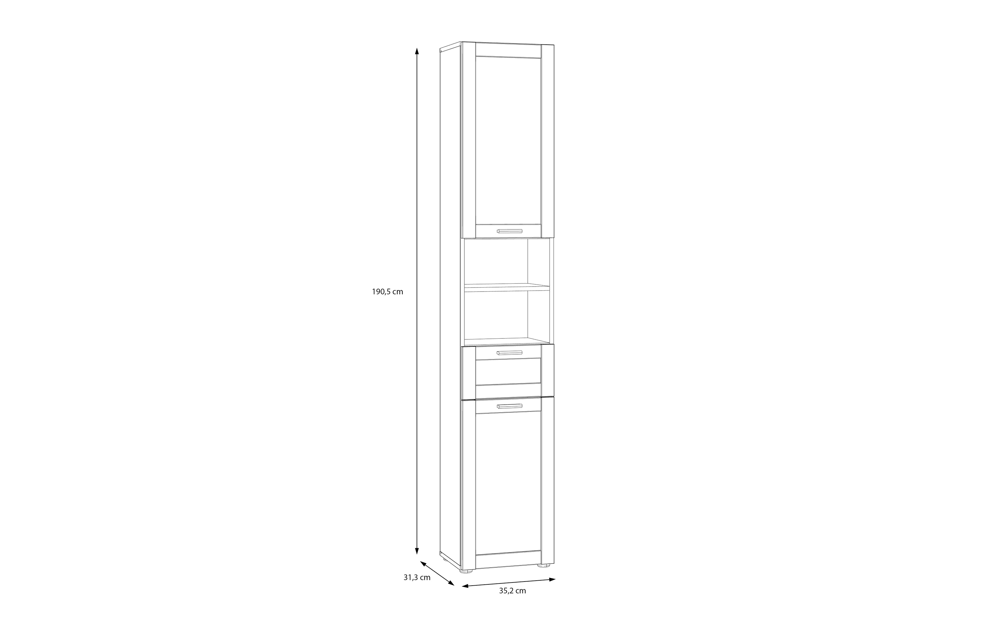 Seitenschrank Lokko, weiß, inkl. Schubkasten