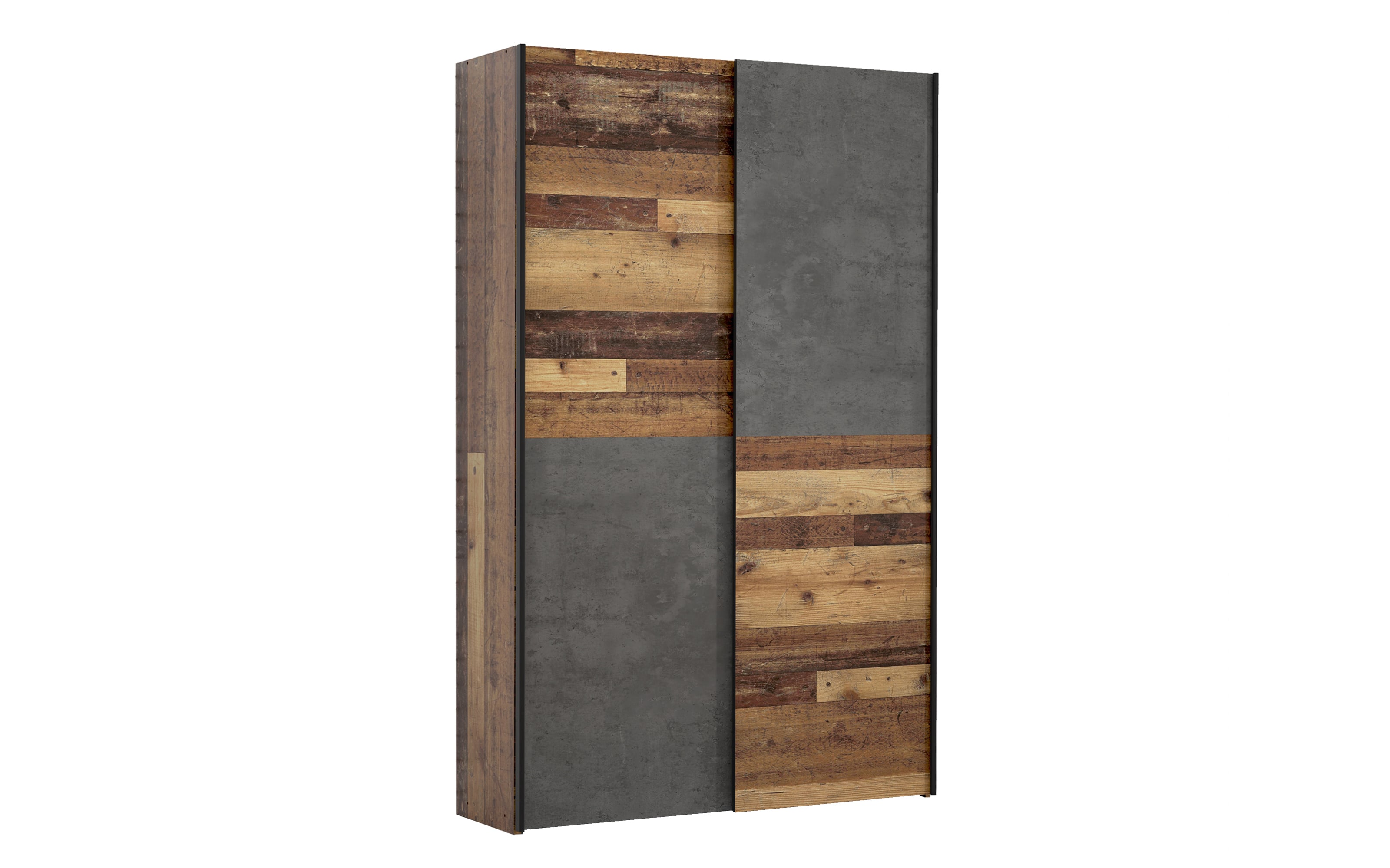Kleiderschrank Ozzula, Old Wood-Nachbildung/grau, 120 x 190,5 cm