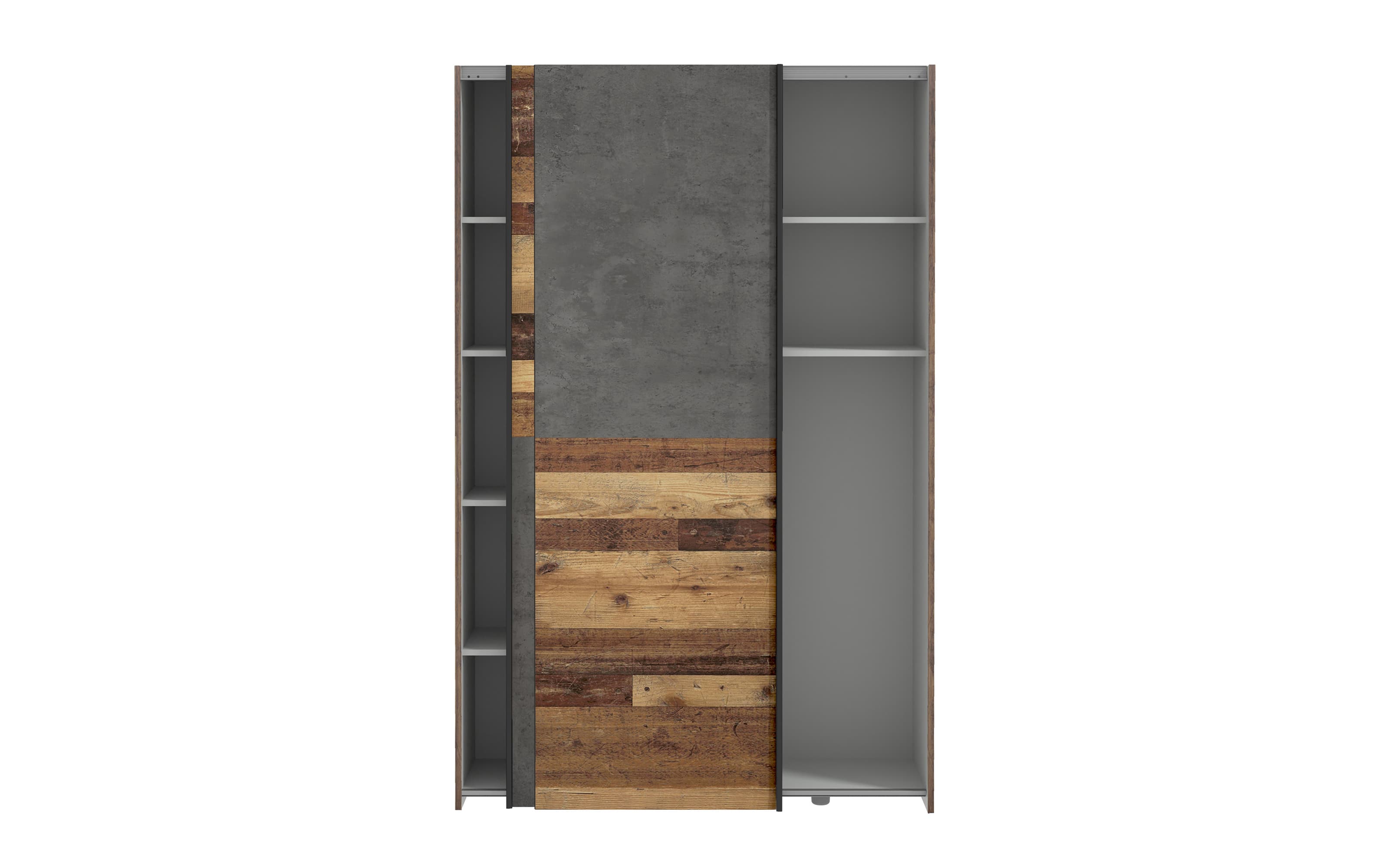 Kleiderschrank Ozzula, Old Wood-Nachbildung/grau, 120 x 190,5 cm