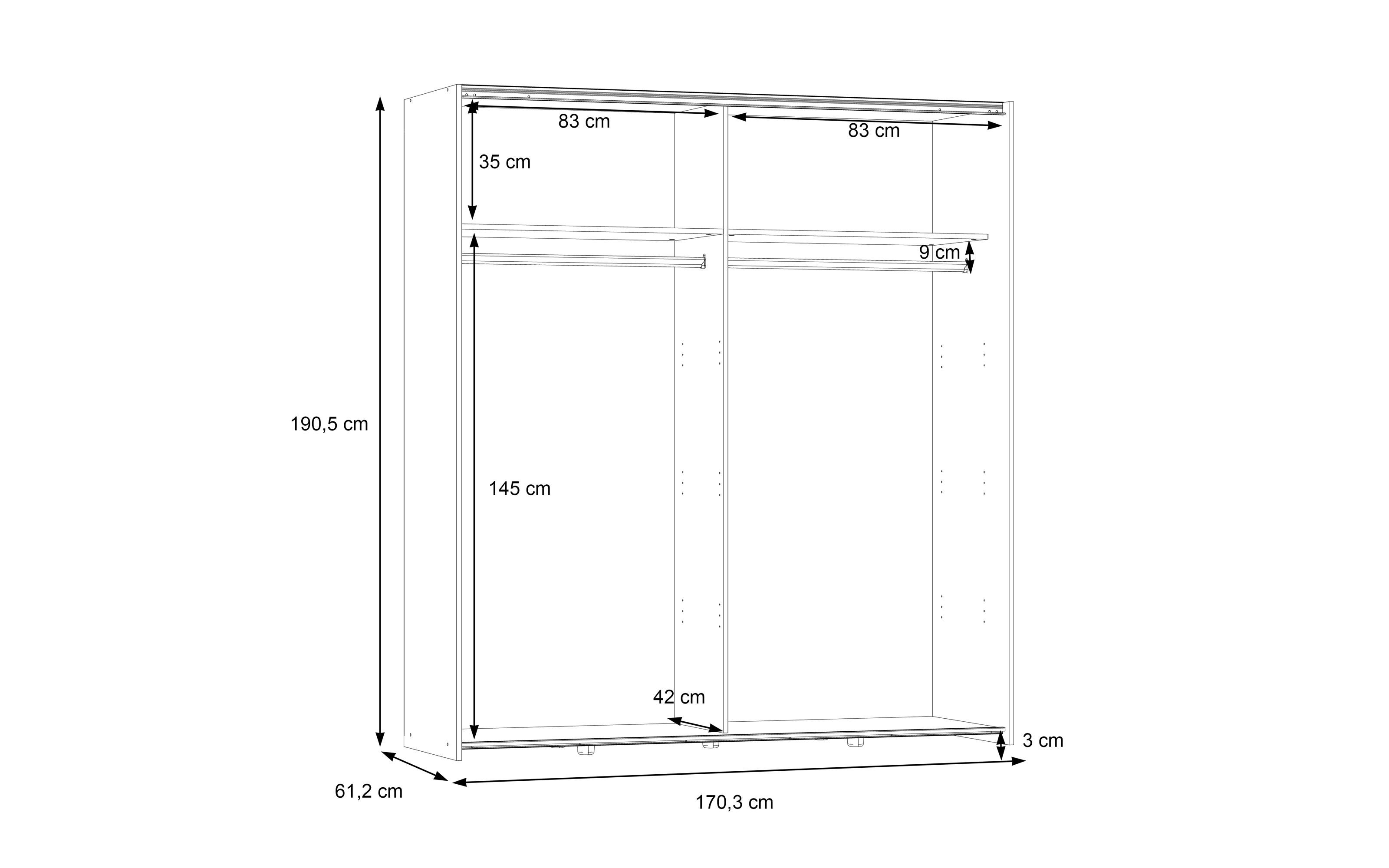 Kleiderschrank Dederik, Sonoma Eiche-Nachbildung