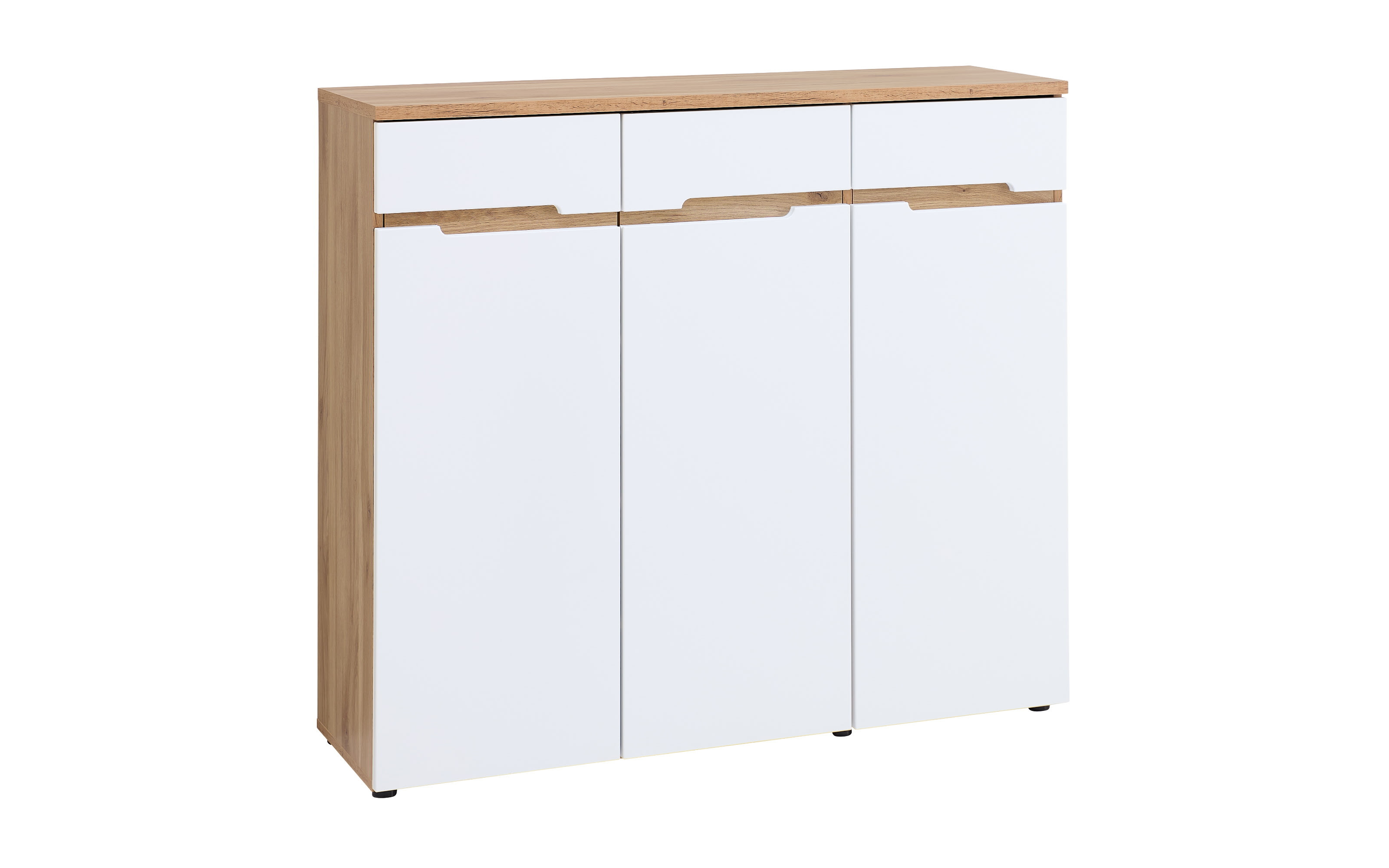 Kommode Clyde, Eiche-Nachbildung/weiß, 120 cm