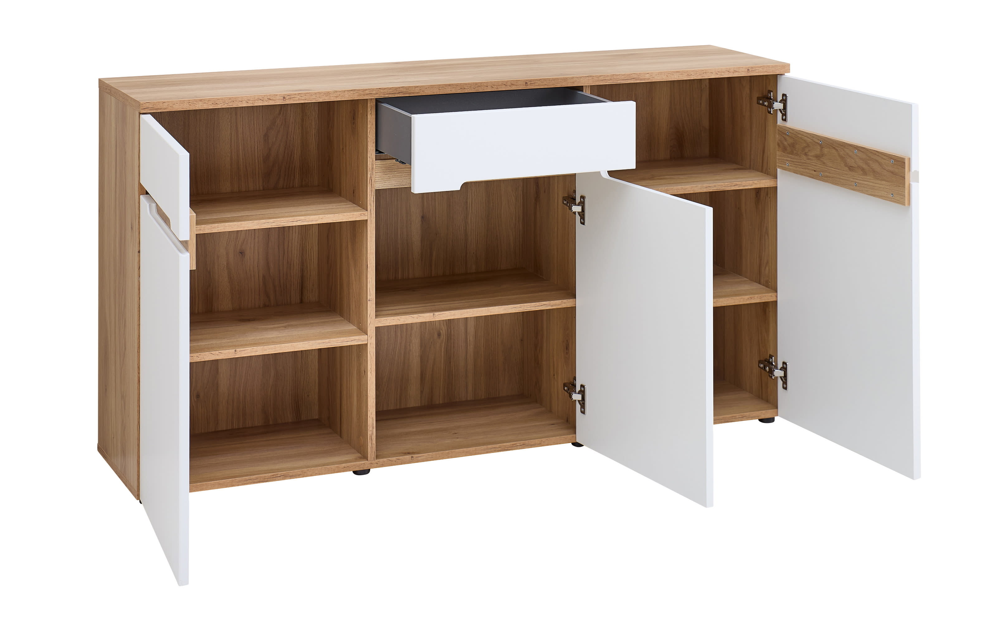 Kommode Clyde, Eiche-Nachbildung/weiß, 150 cm