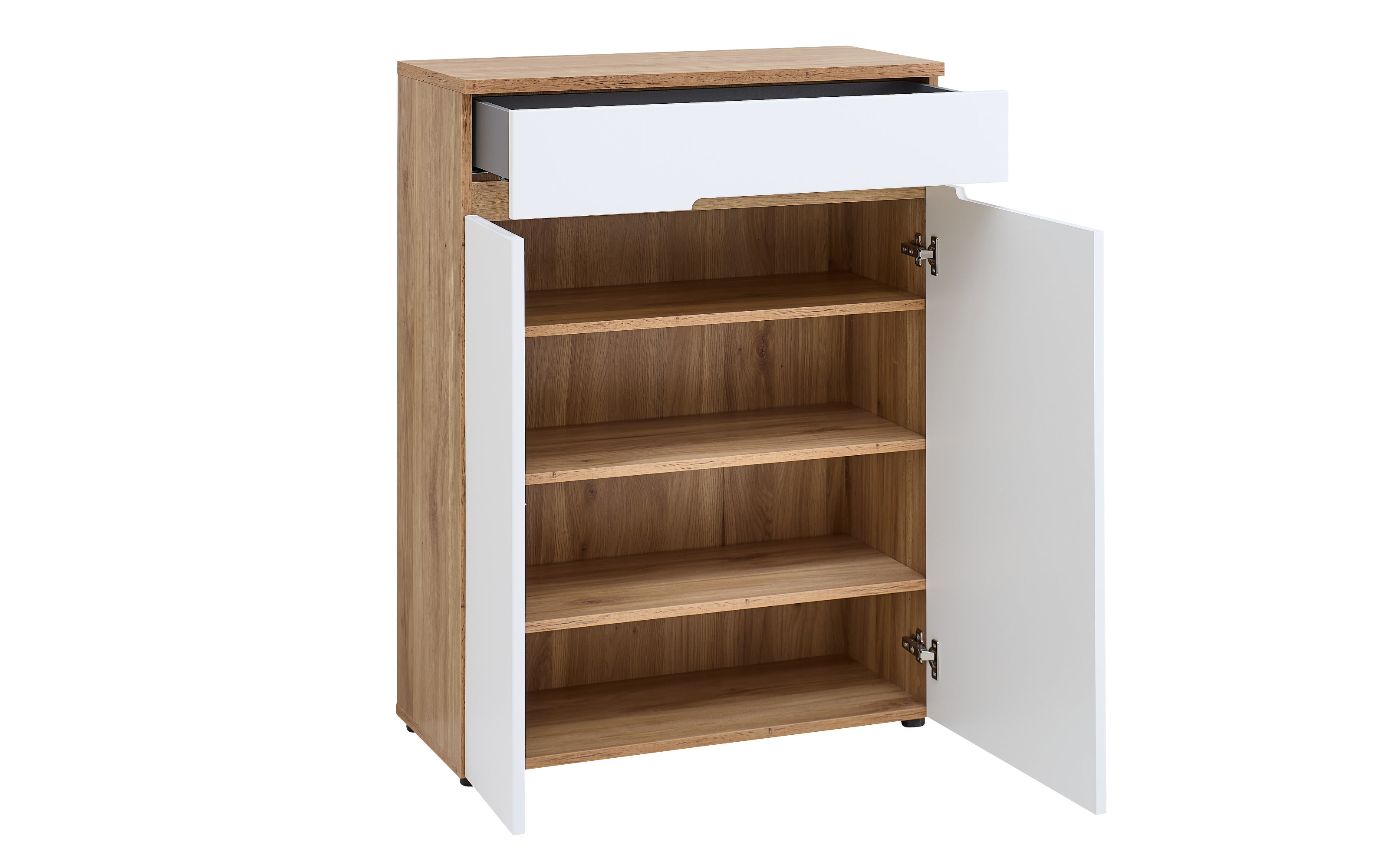 Kommode Clyde, Eiche-Nachbildung/weiß, 80 cm