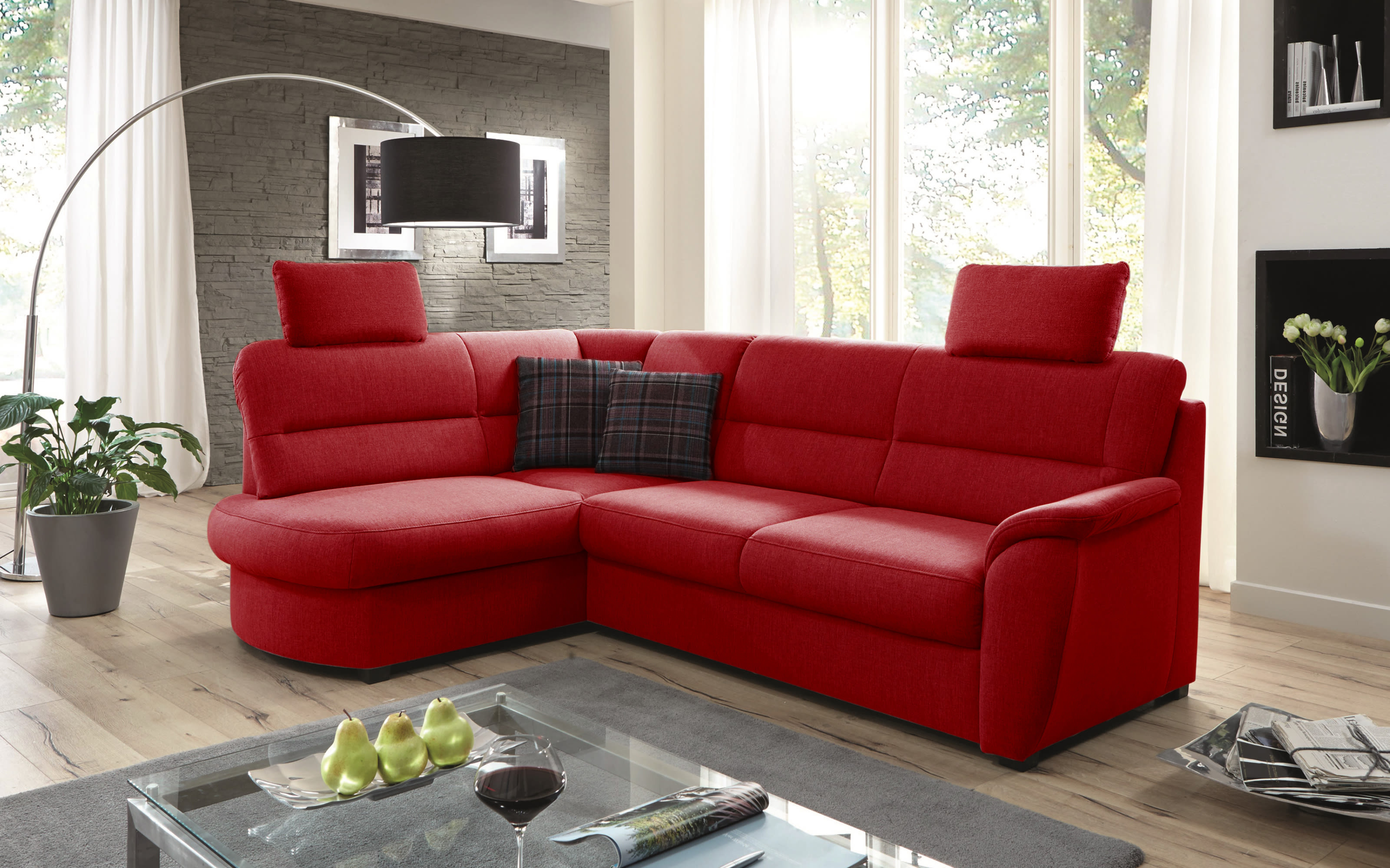 Wohnlandschaft Pandora, cherry, Ottomane links