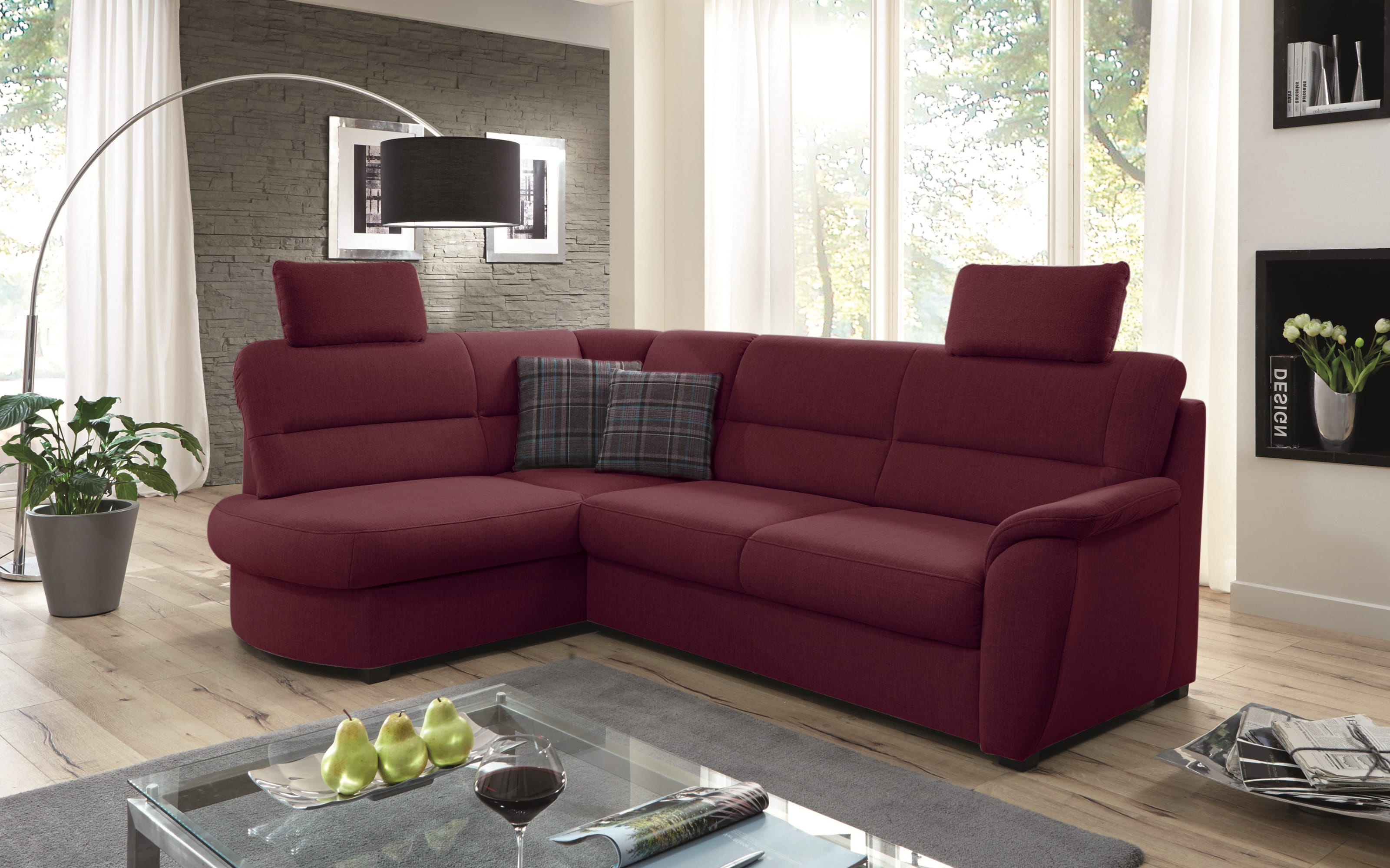 Wohnlandschaft Pandora, aubergine, Ottomane links