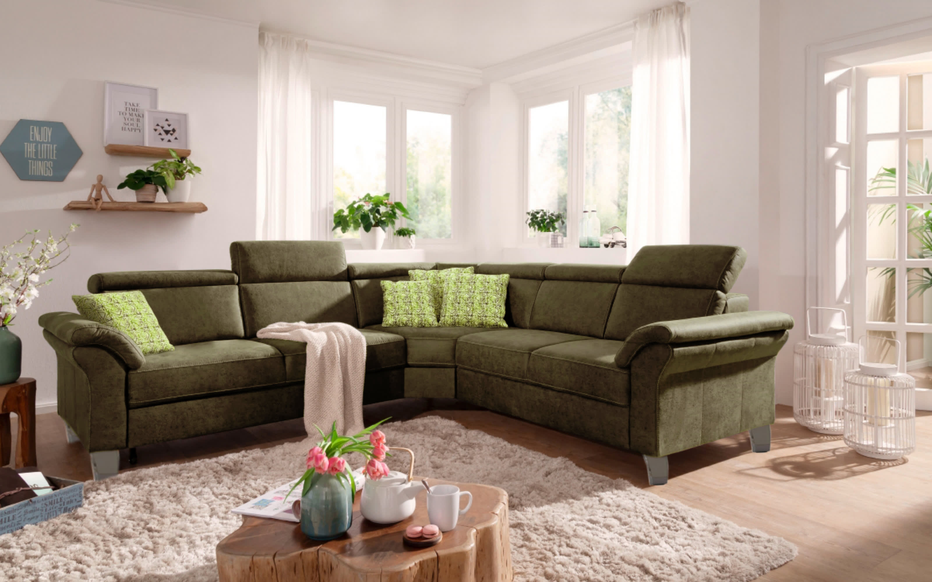 Wohnlandschaft Arngast, olive, inkl. Funktionen