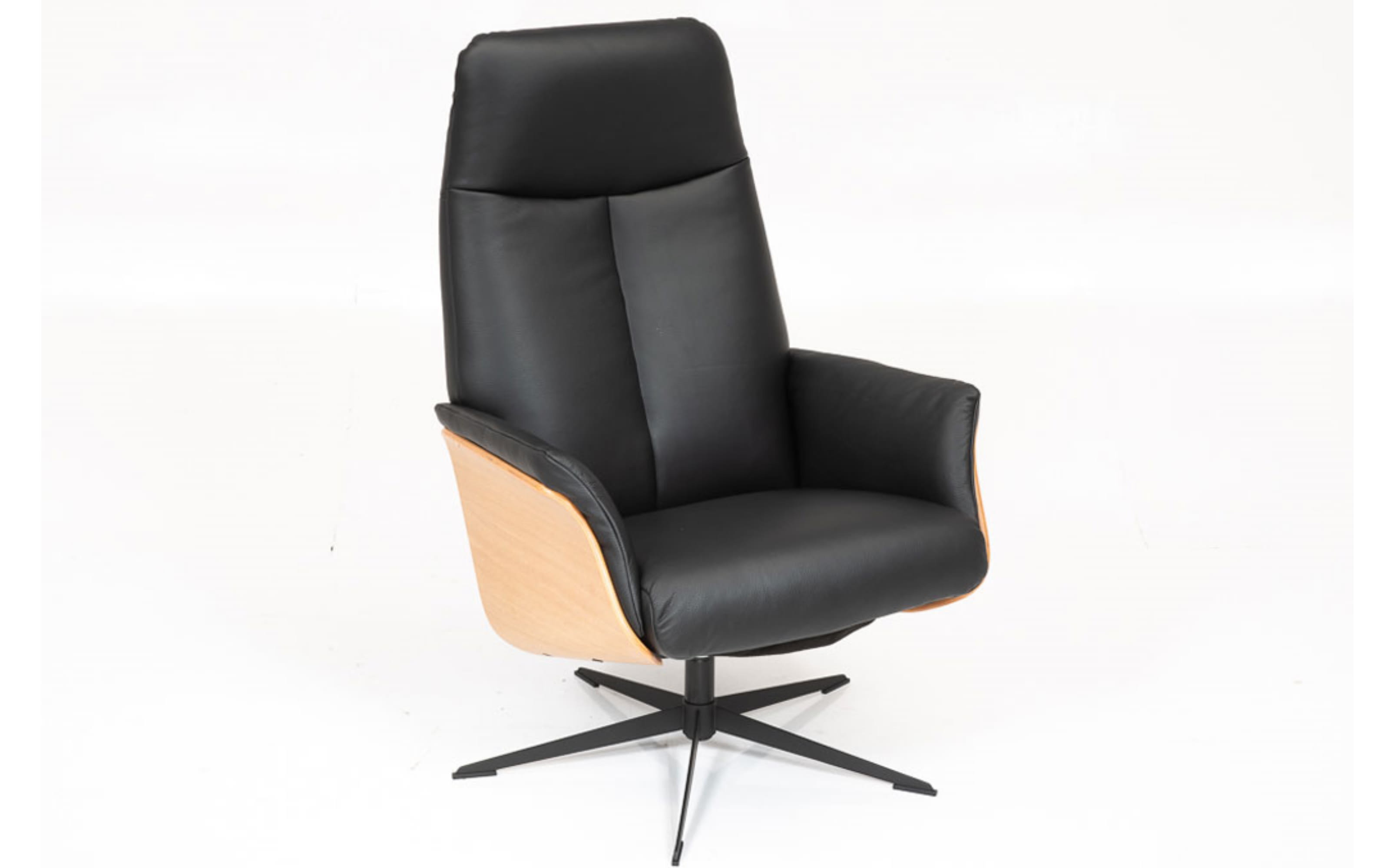 Leder Relaxsessel mit Hocker 3463-3363, schwarz