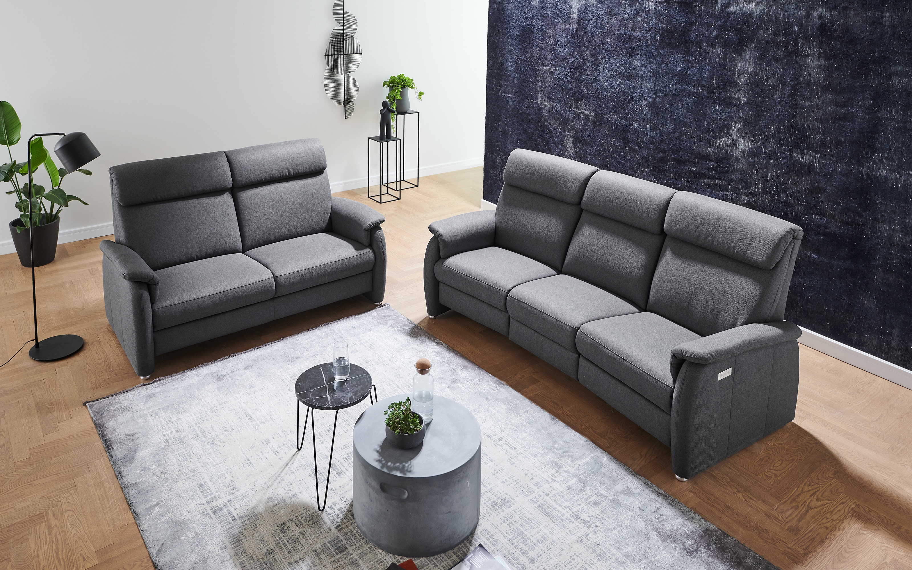 Sofa 2,5-Sitzer TS 215, dunkelgrau