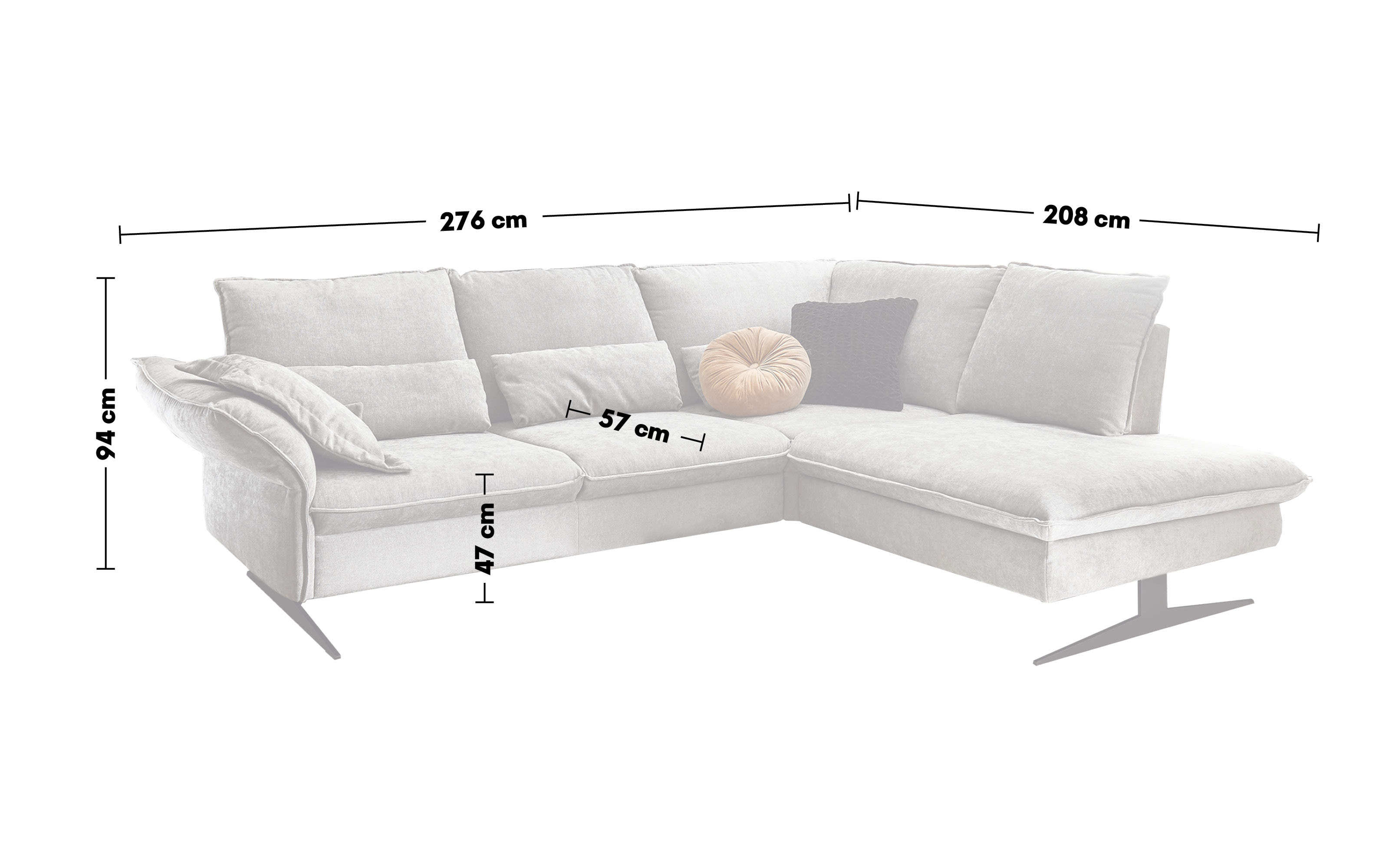 Wohnlandschaft TS 233, grey, inkl. manuelle Sitztiefenverstellung