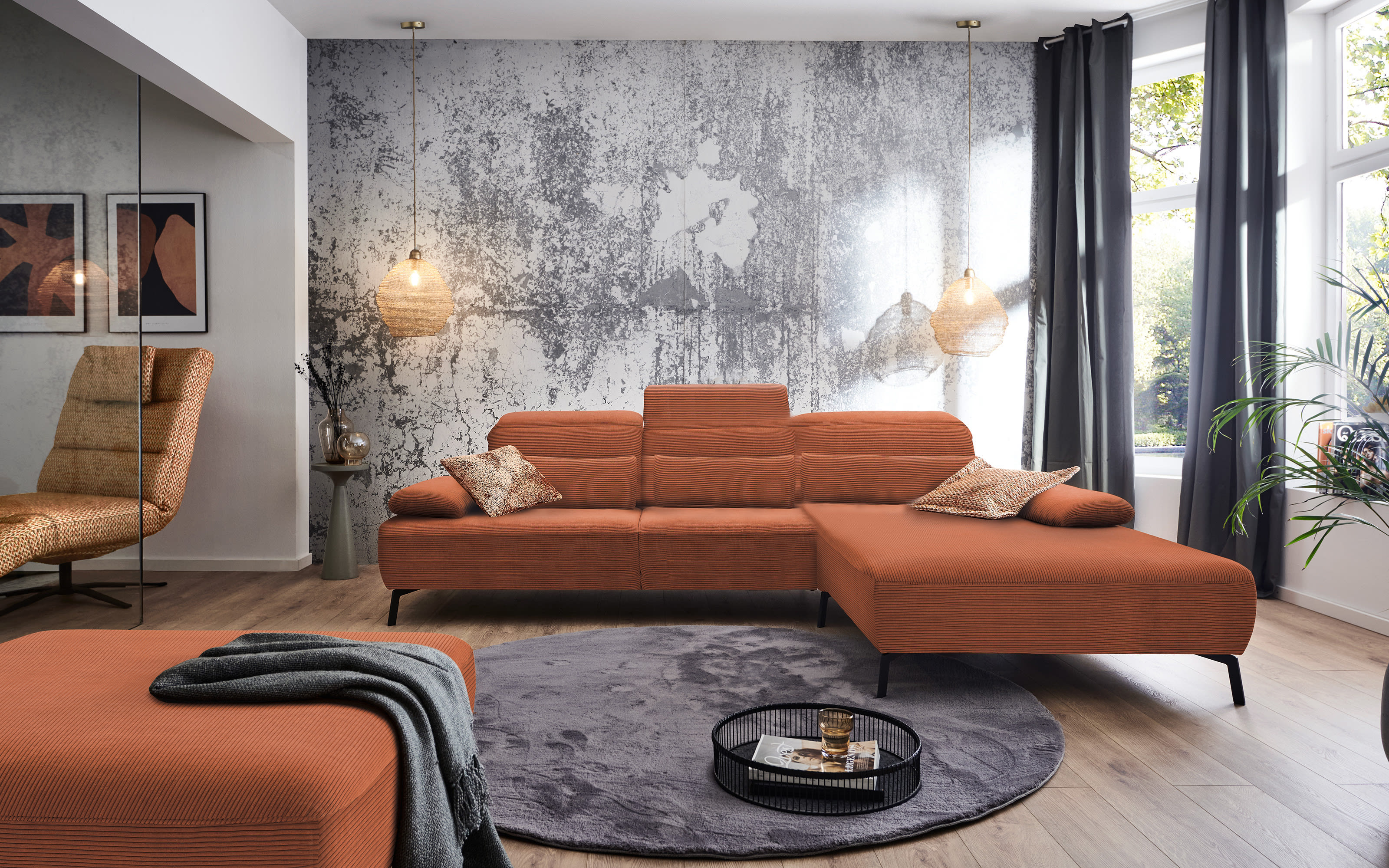 Wohnlandschaft Bonito, rostfarbig, inkl. Funktionen