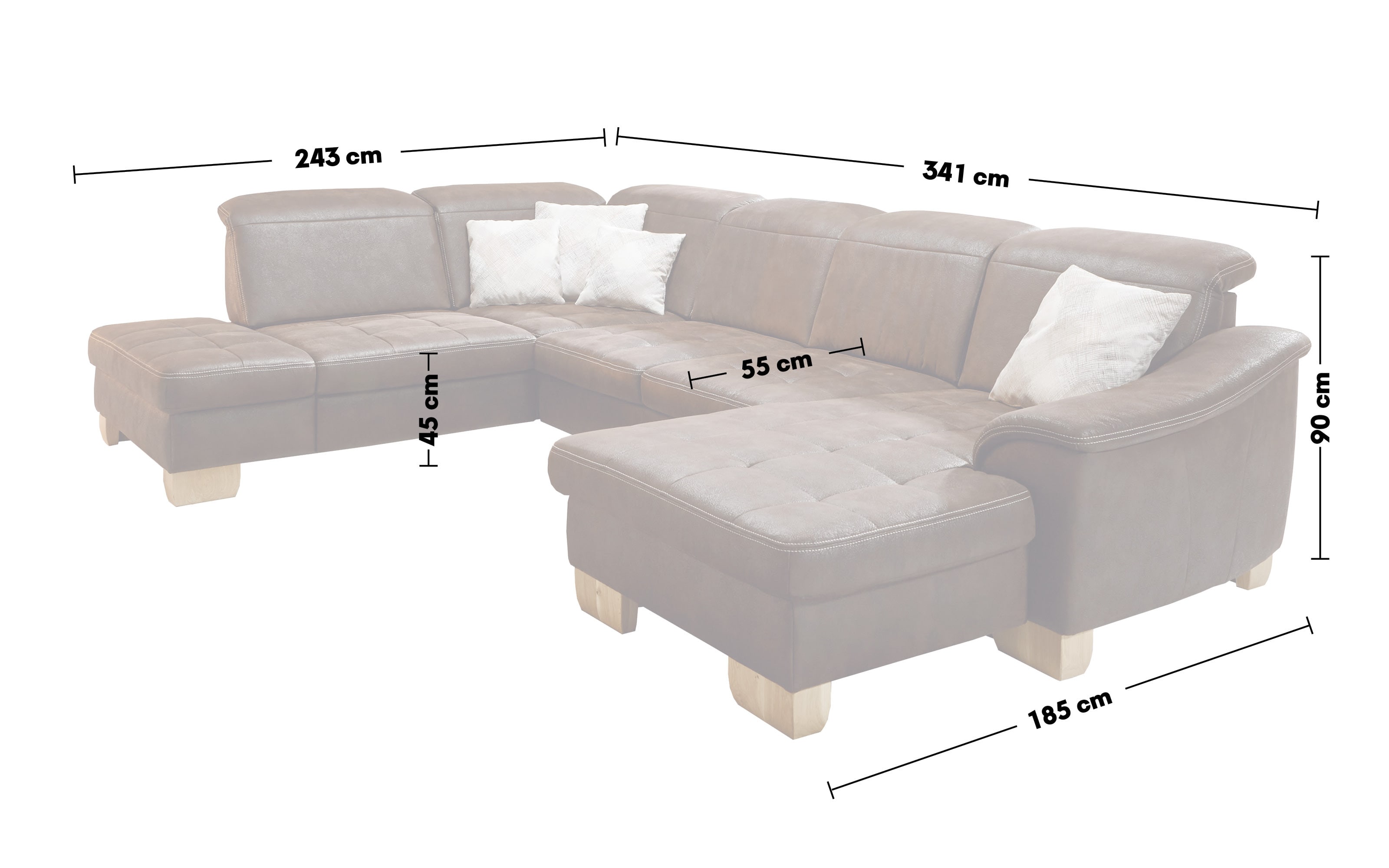 Wohnlandschaft PP-LA16029, mocca, Ottomane rechts