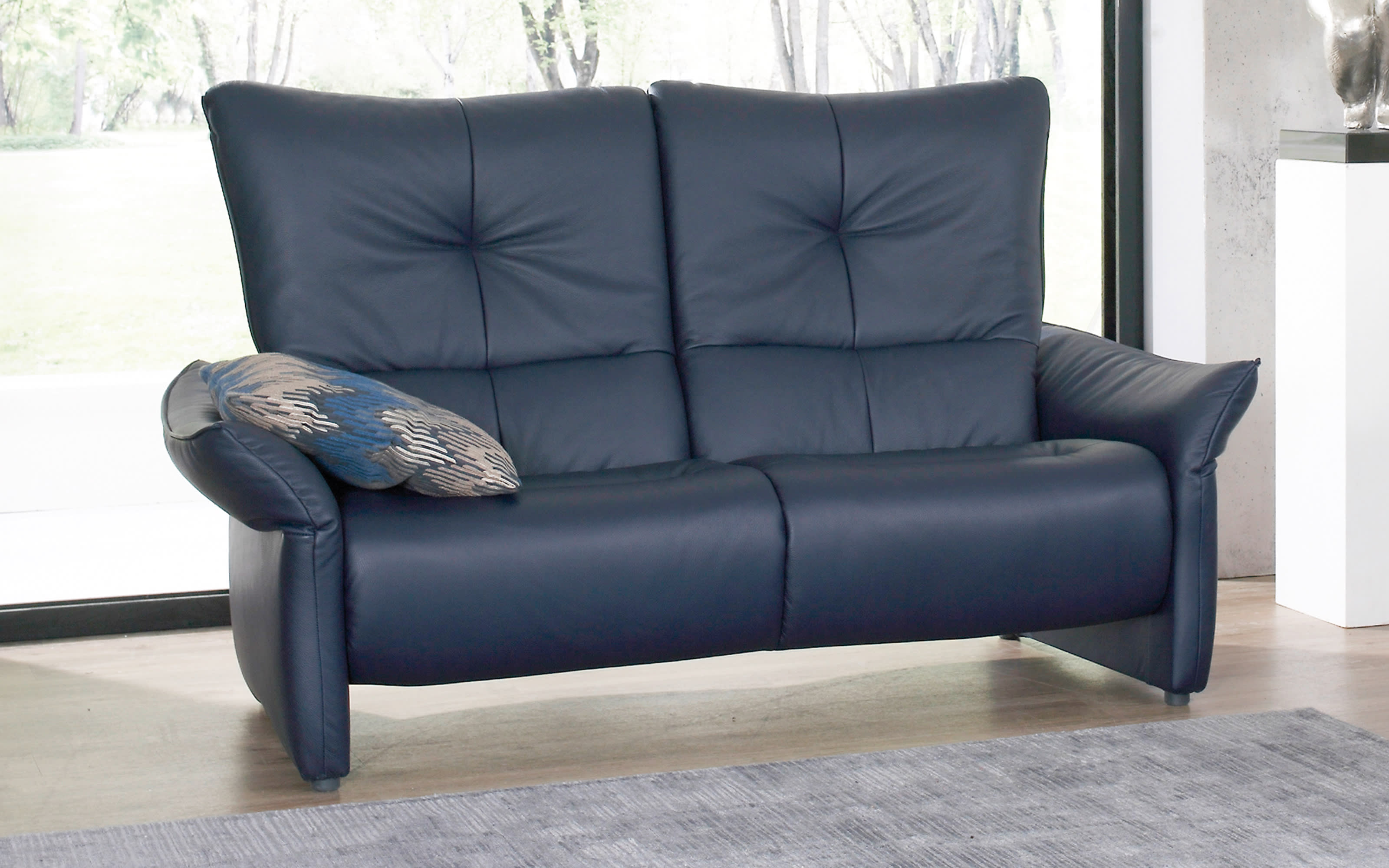 Leder Sofa Cumuy, blau, WallFree-Funktion kaufen online Hardeck 3-Sitzer inkl. bei