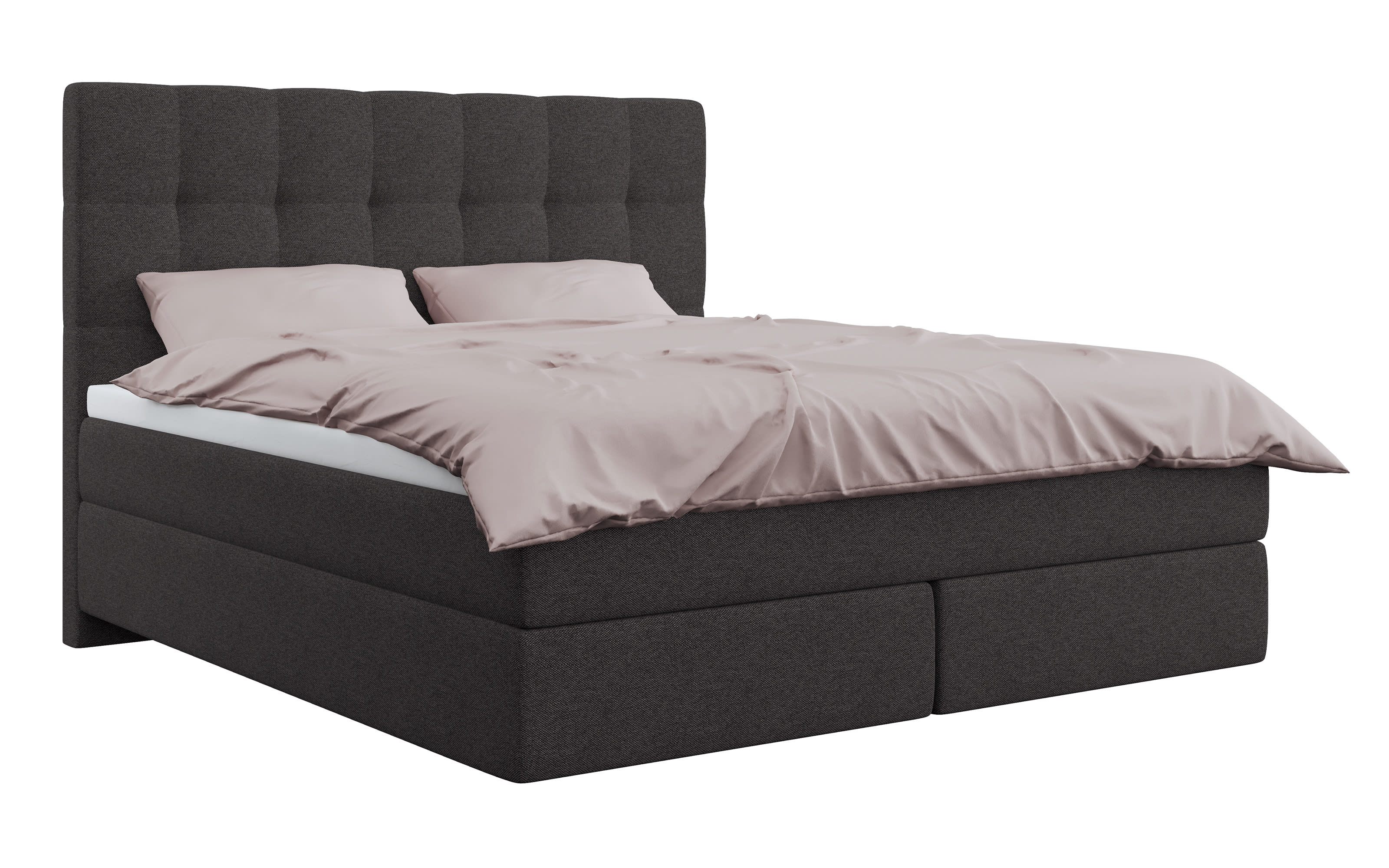Boxspringbett Quadra in anthrazit, Härtegrad 3, Liegefläche ca. 180 x 200 cm