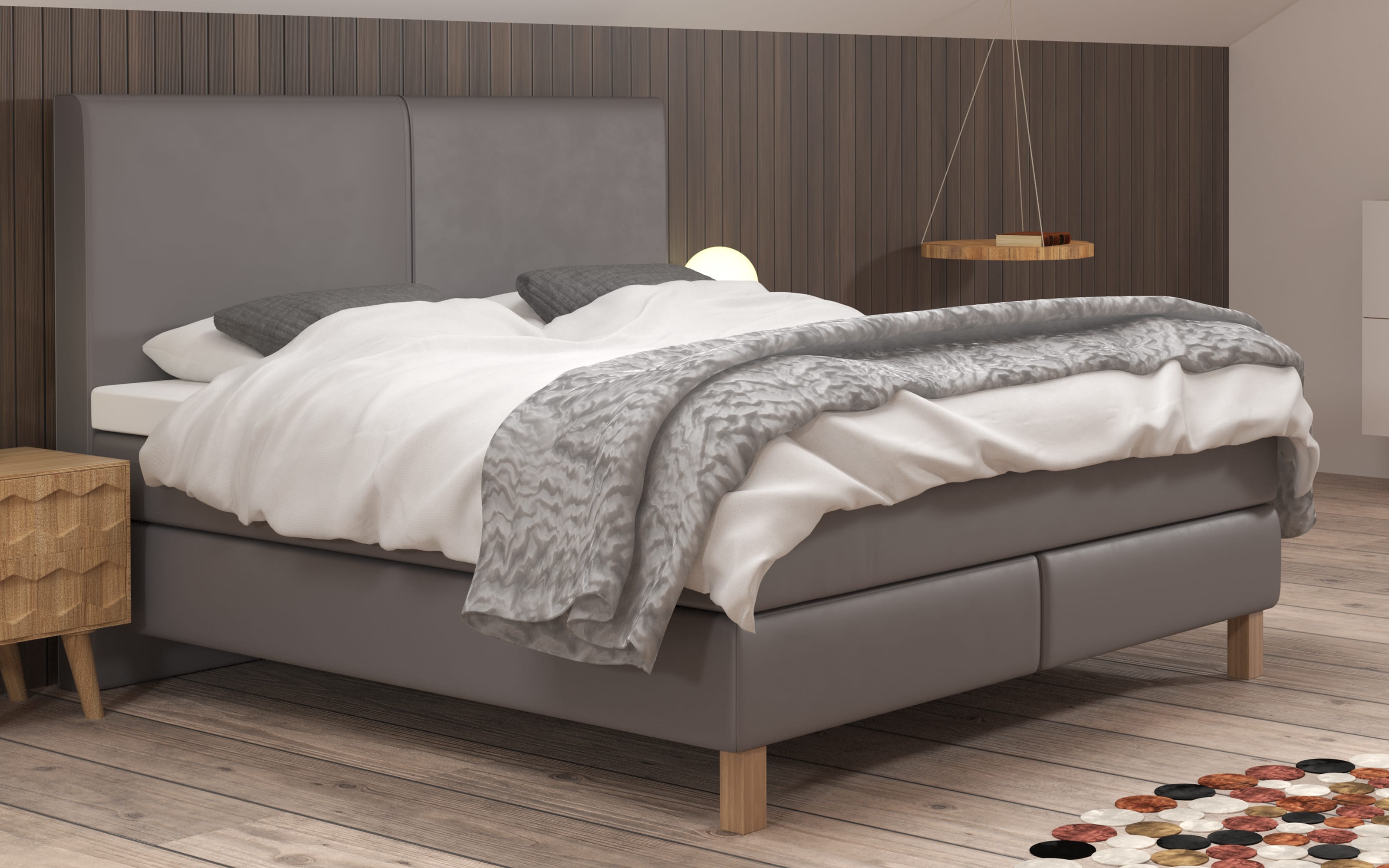 Boxspringbett Gap, taupe, 180 x 200 cm, Härtegrad 3 und 4