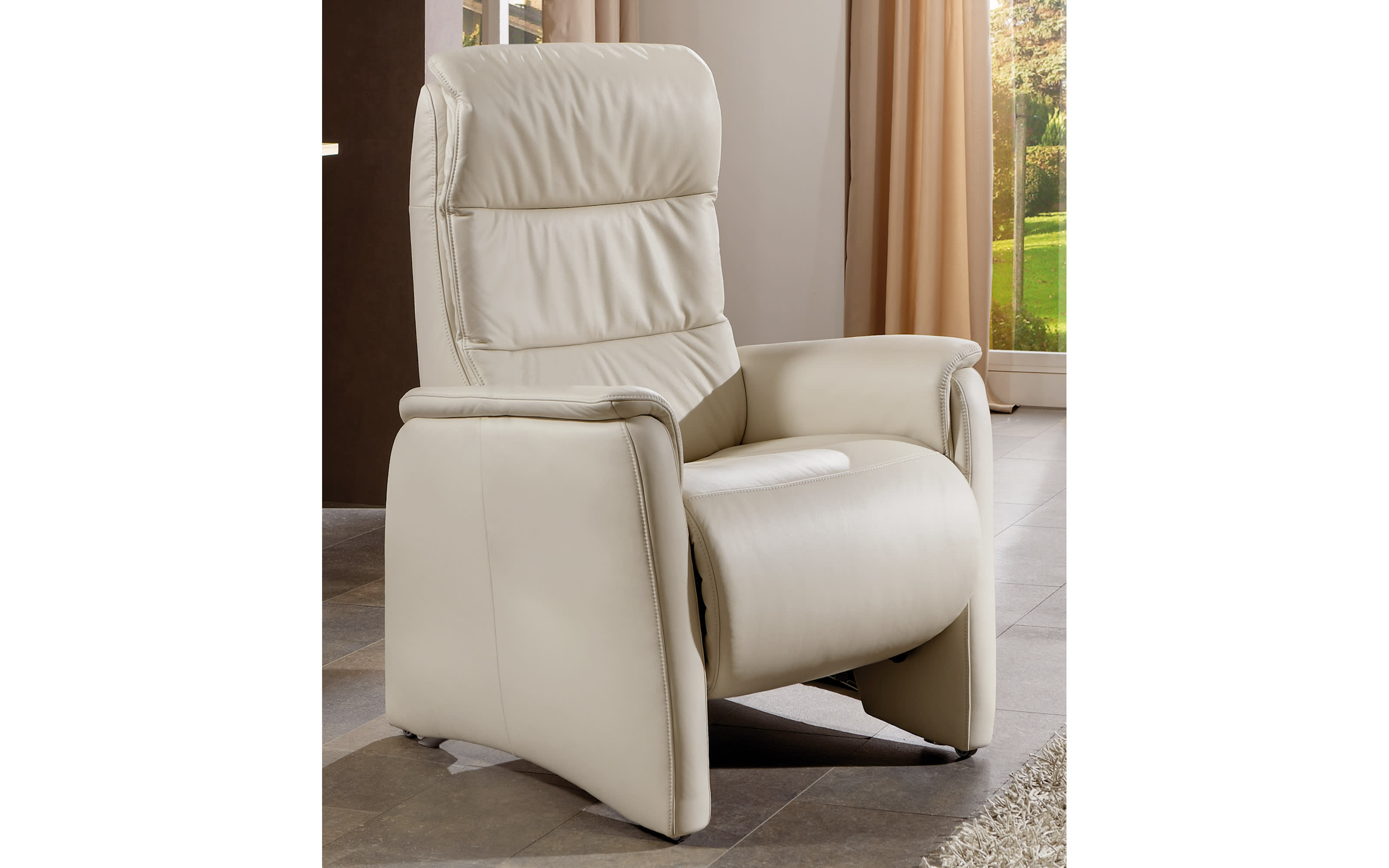 Leder Funktionssessel HU-FO15021, creme, medium-plus, inkl. motorischer Verstellung