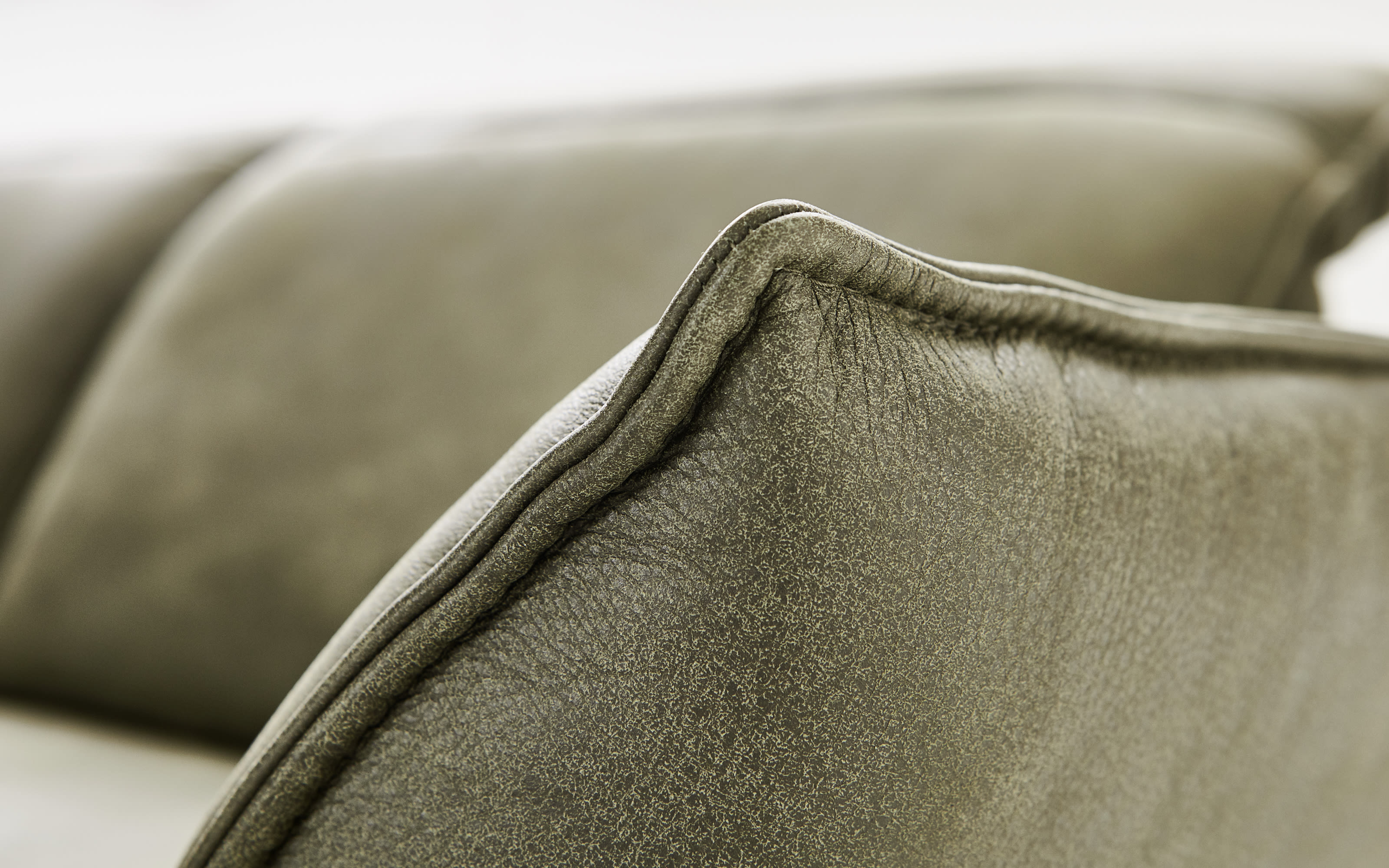 Leder Wohnlandschaft HU-RL17008, olive, inkl. Funktionen