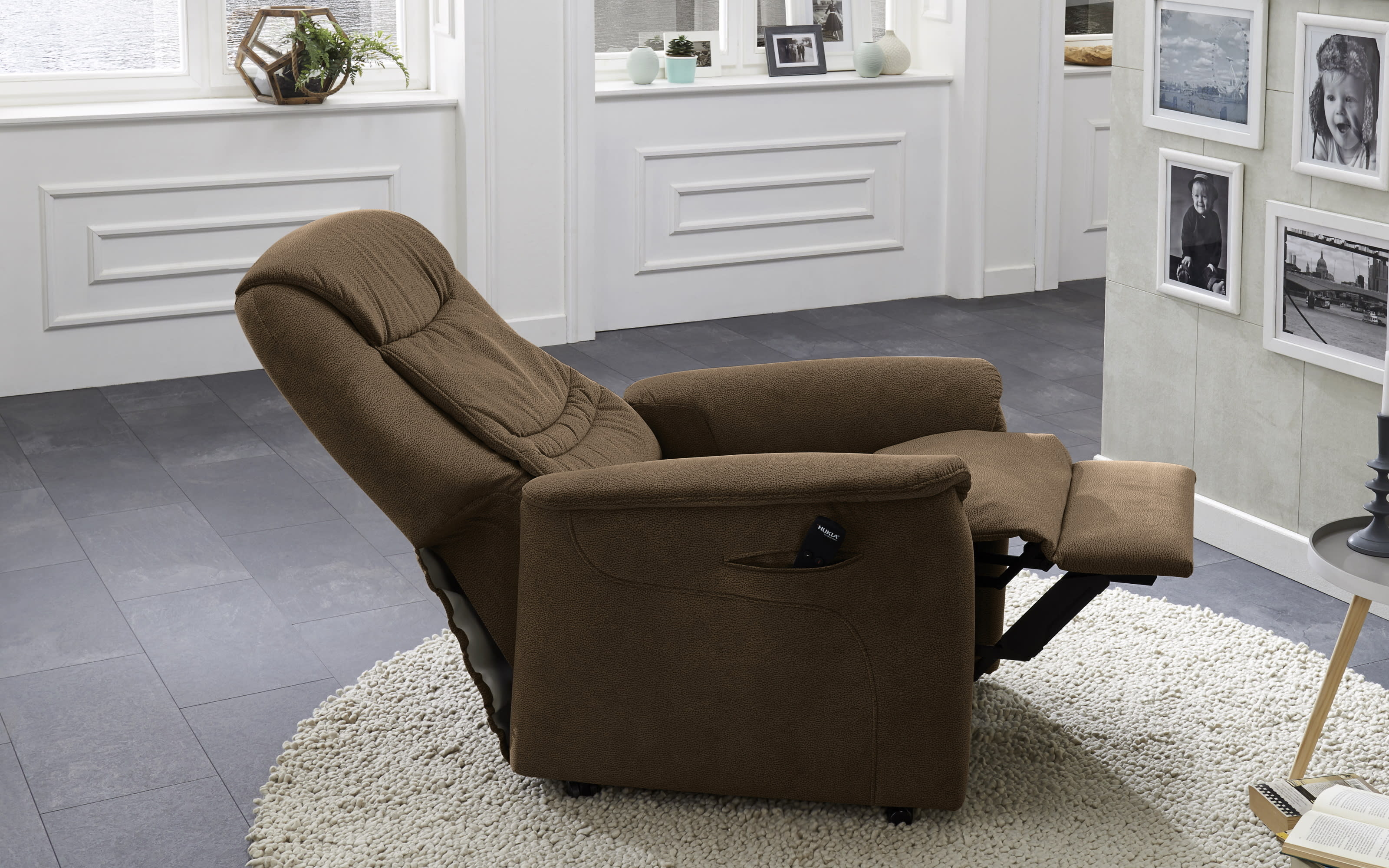 Leder-Fernsehsessel  HU-RV15024, braun, inkl. Funktionen