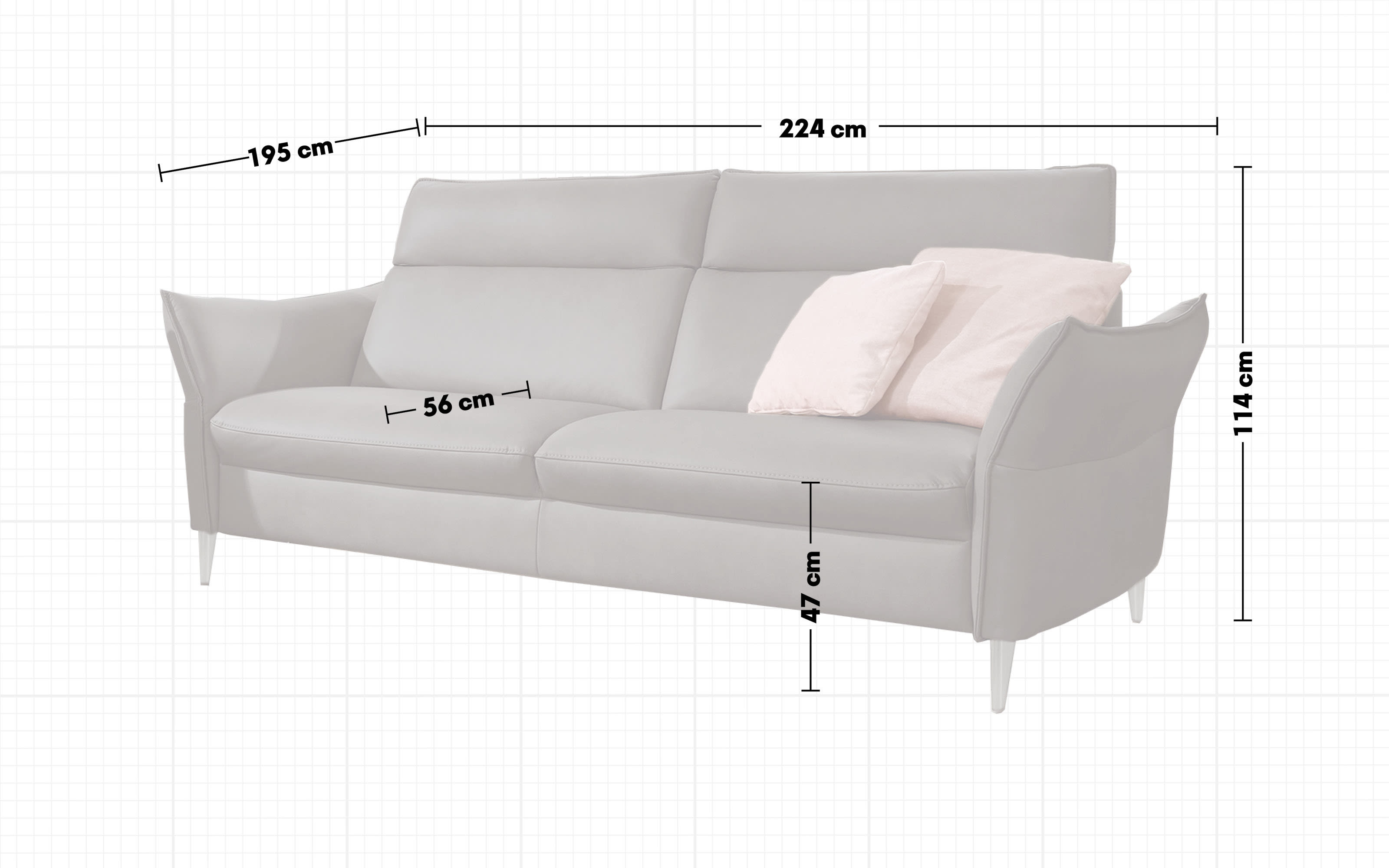 Leder Garnitur HU-RL21014, grau, inkl. Funktionen