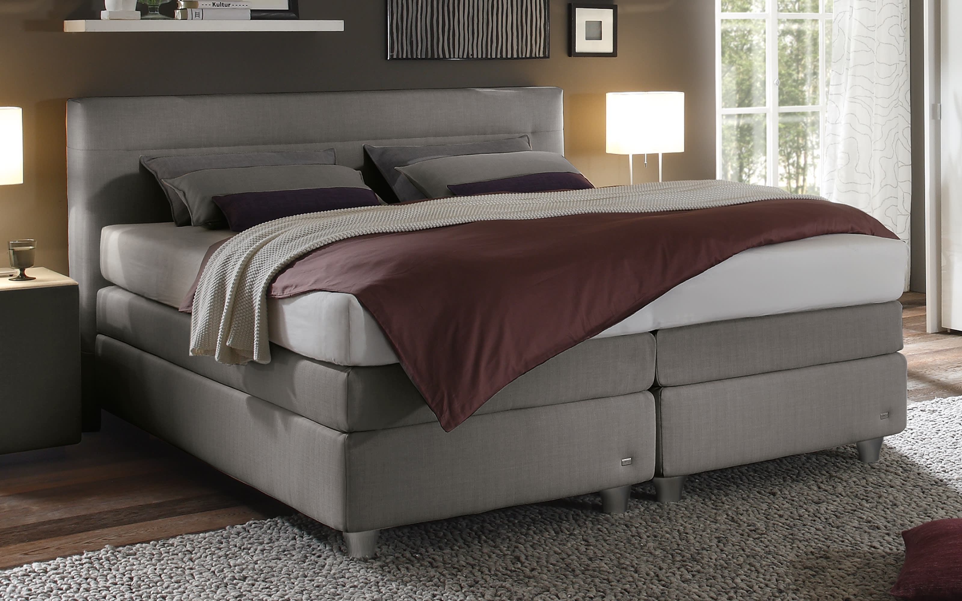 Boxspringbett Bellevue, grau, 180 x 200 cm